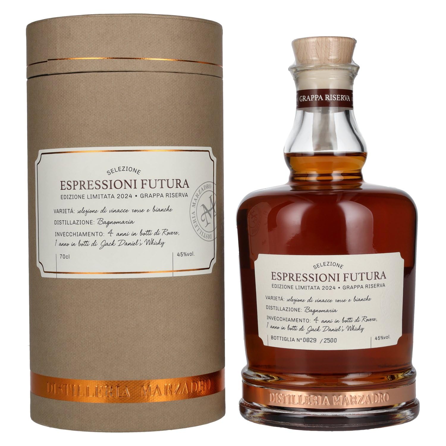Marzadro ESPRESSIONI FUTURA Grappa 2024 45% Vol. 0,7l en boîte cadeau — Piscosaveur