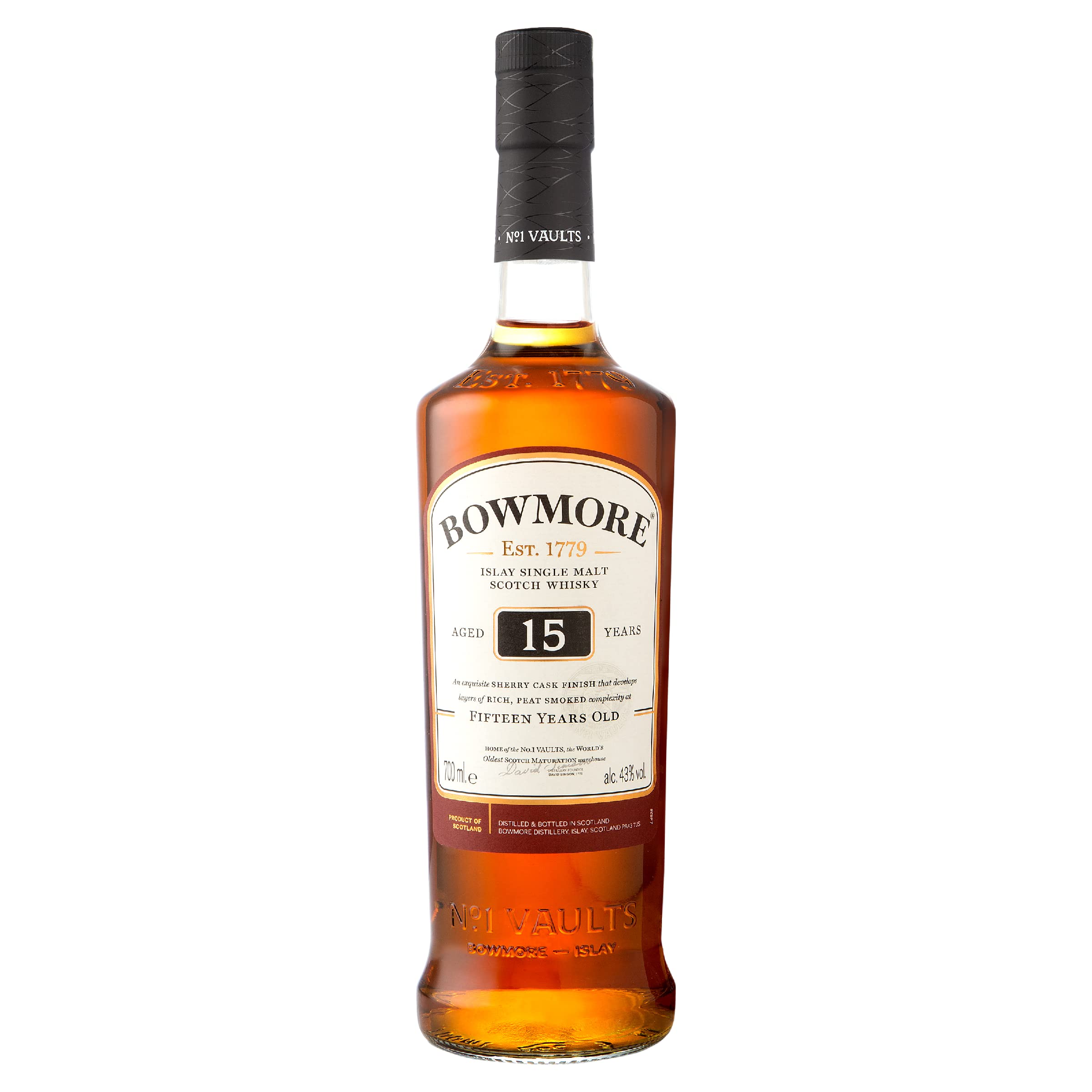 Bowmore 15 Years Old Islay Single Malt 43% Vol. 0,7l en boîte cadeau — Piscosaveur