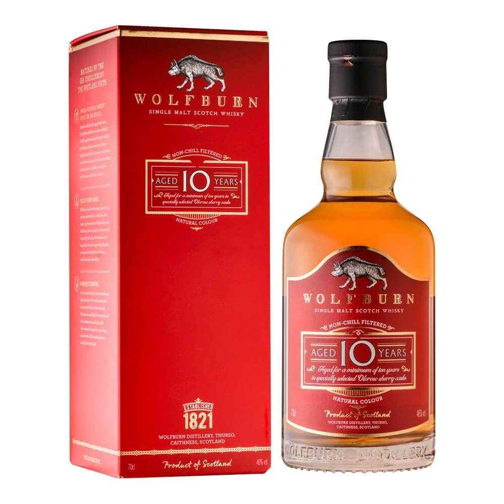 Wolfburn 10 Years Old Single Malt Scotch Whisky 46% Vol. 0,7l en boîte cadeau