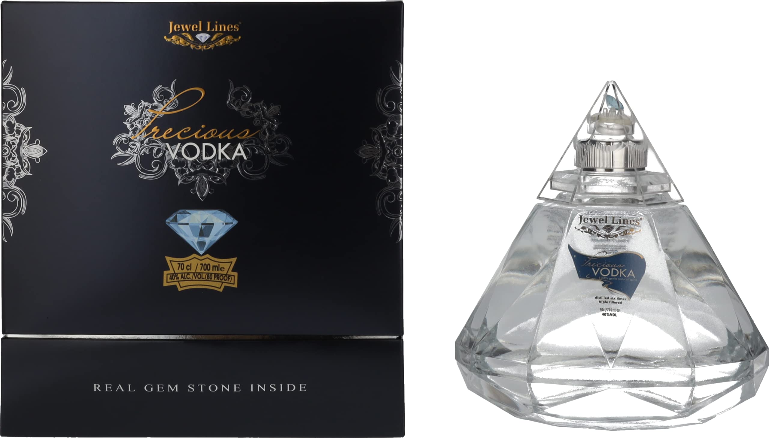 Jewels Lines Precious Vodka 40% Vol. 0,7l en boîte cadeau avec Bec ver — Piscosaveur