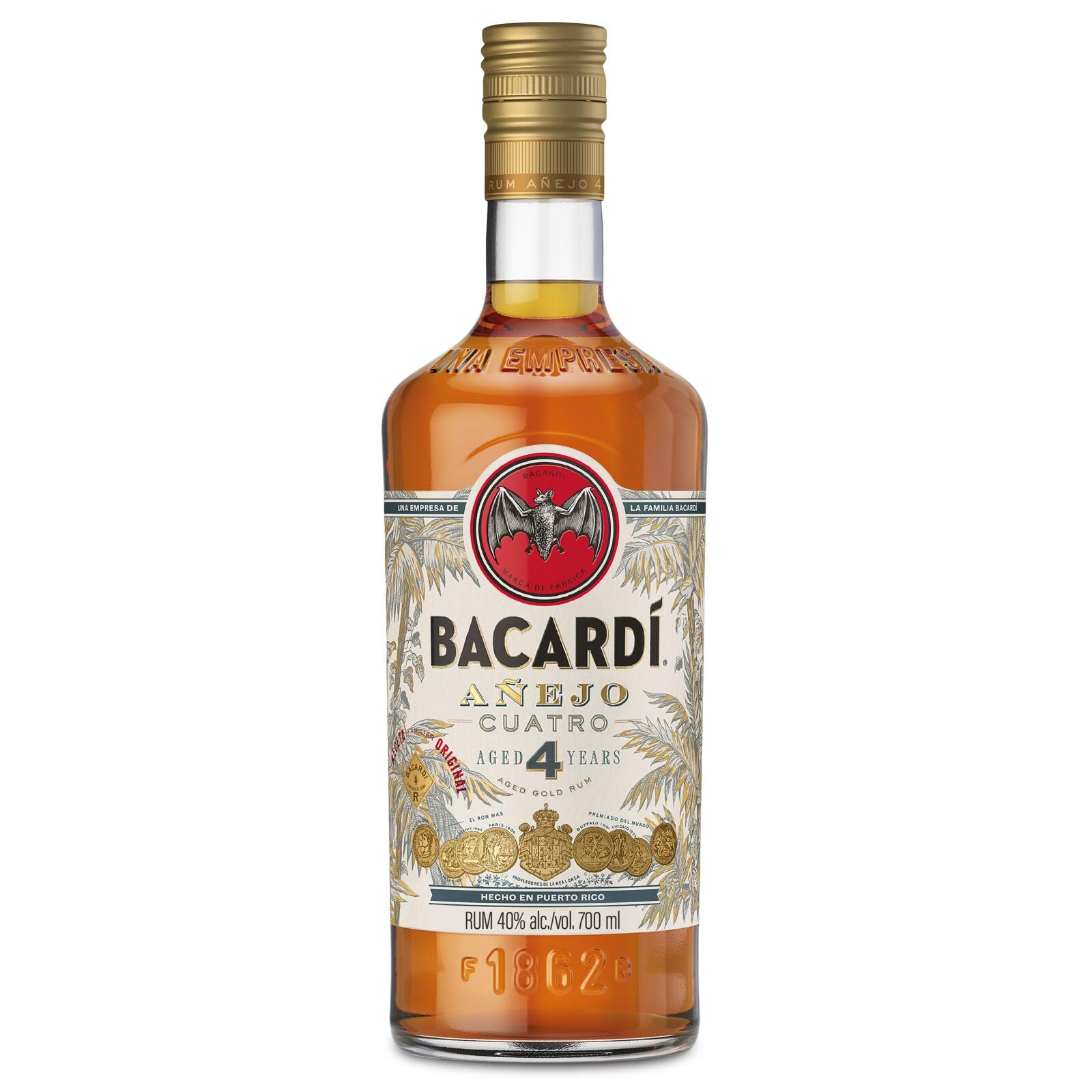 Bacardi 4 Years Old AÑEJO CUATRO Gold Rum 40% Vol. 0,7l