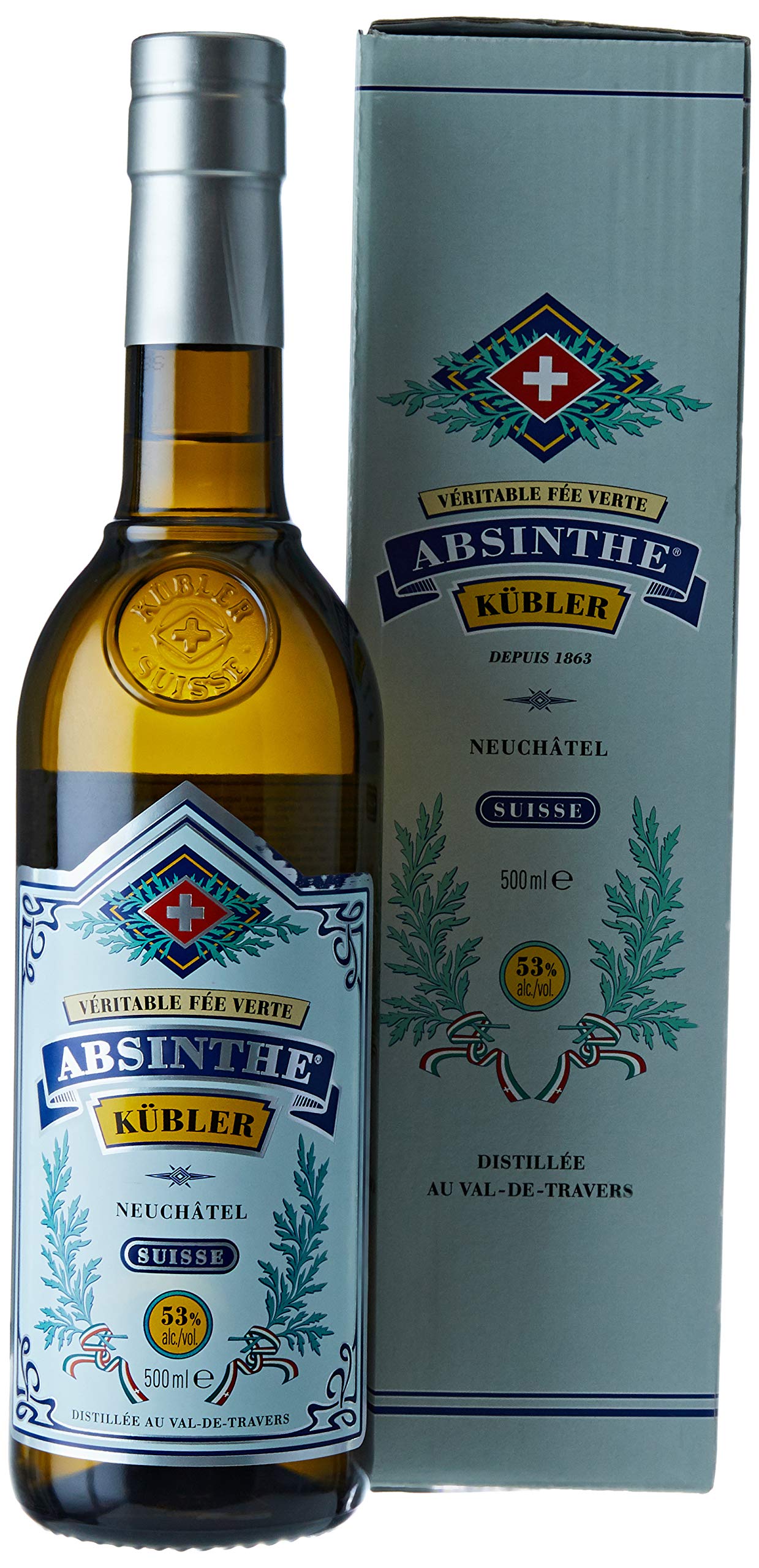 Kübler Absinthe 53% Vol. 0,5l en boîte cadeau — Piscosaveur