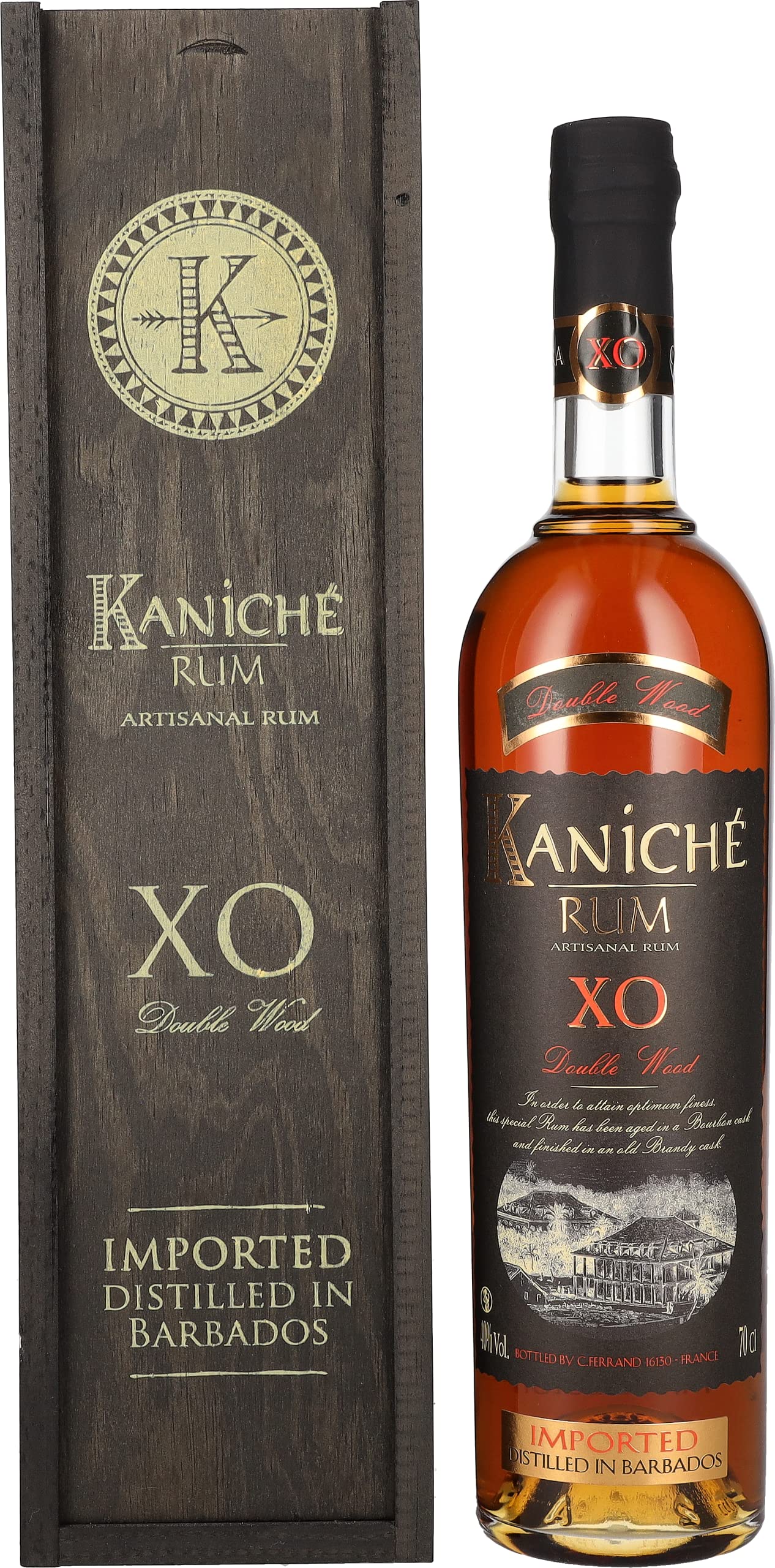 Kaniché Rum XO Double Wood Artisanal Rum 40% Vol. 0,7l in Holzkiste — Piscosaveur