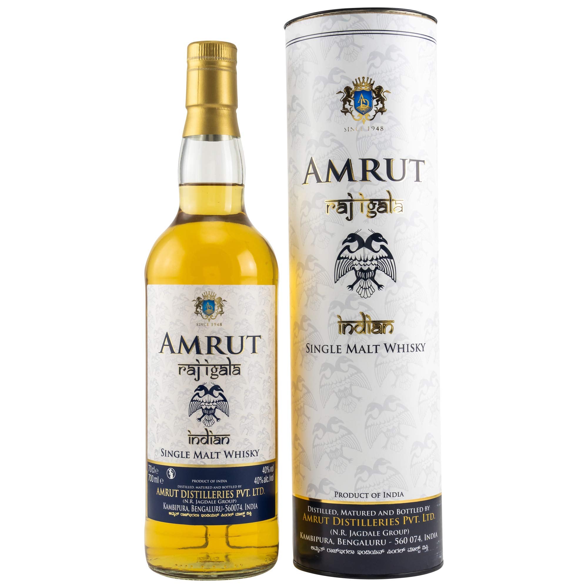 Amrut RAJ IGALA Indian Single Malt Whisky 40% Vol. 0,7l en boîte cadeau