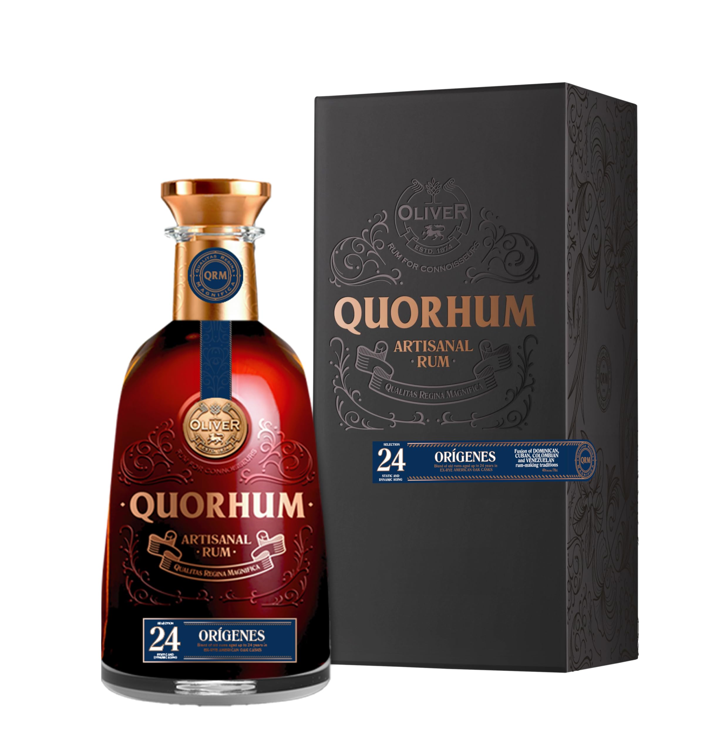 Ron Quorhum 24 Sistema Solera ORÍGENES 40% Vol. 0,7l en boîte cadeau — Piscosaveur