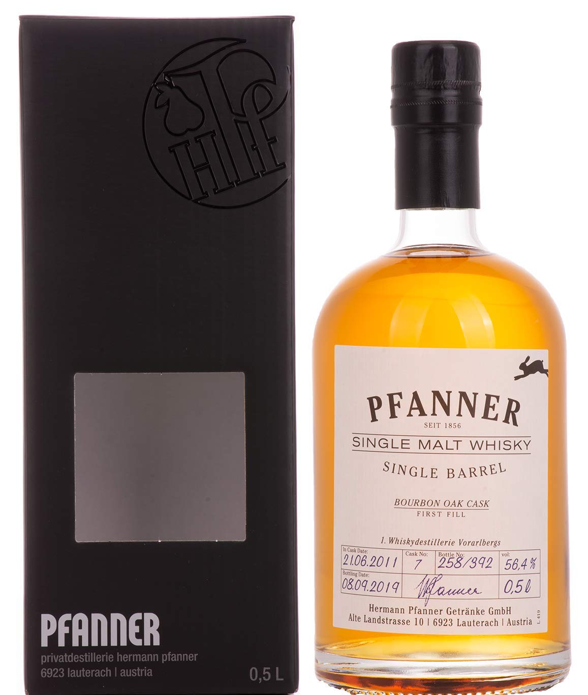 Pfanner Bourbon Oak Cask Single Malt Whisky 56,4% Vol. 0,5l en boîte c — Piscosaveur