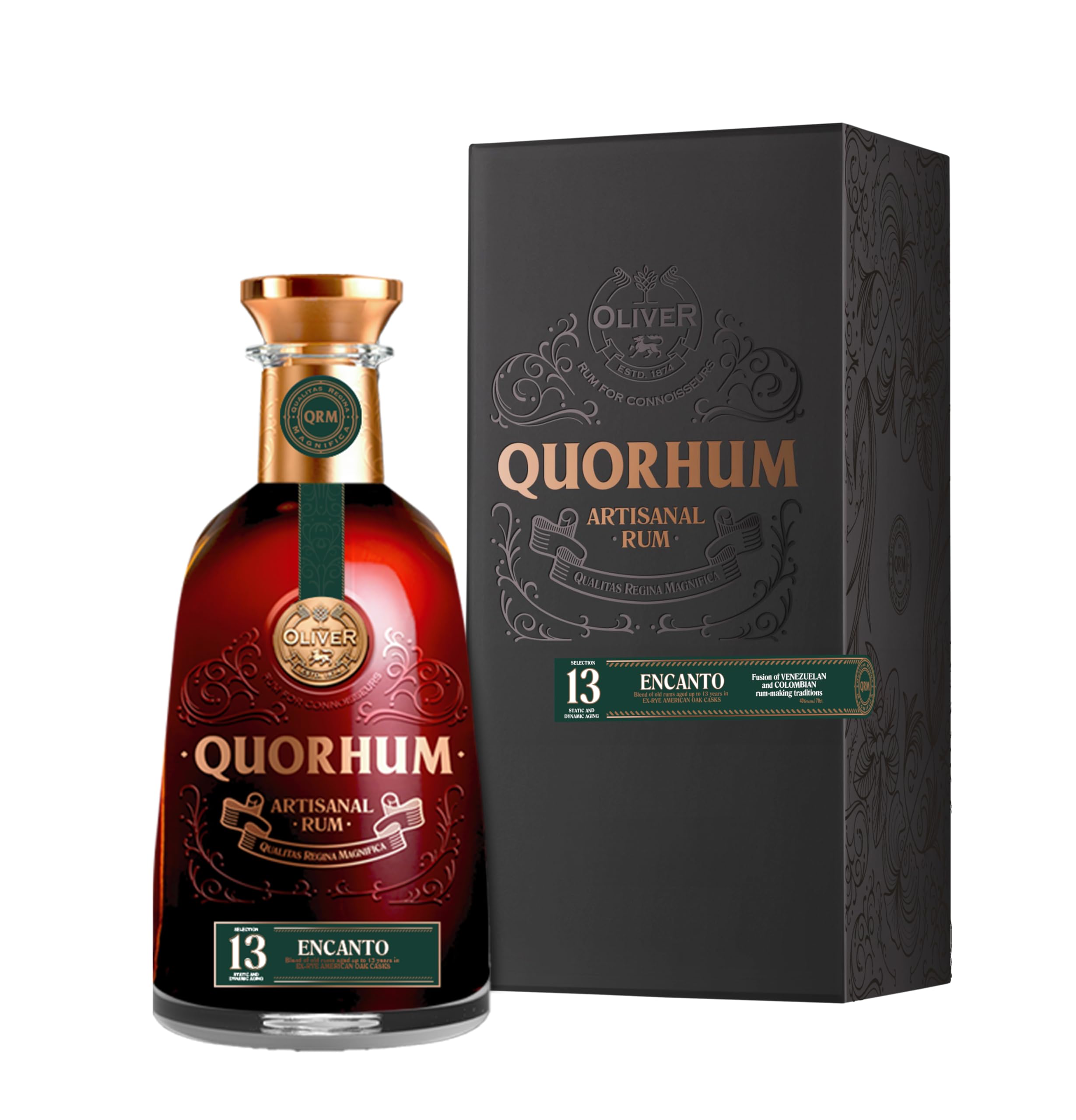 Ron Quorhum 13 Sistema Solera ENCANTO 40% Vol. 0,7l en boîte cadeau — Piscosaveur