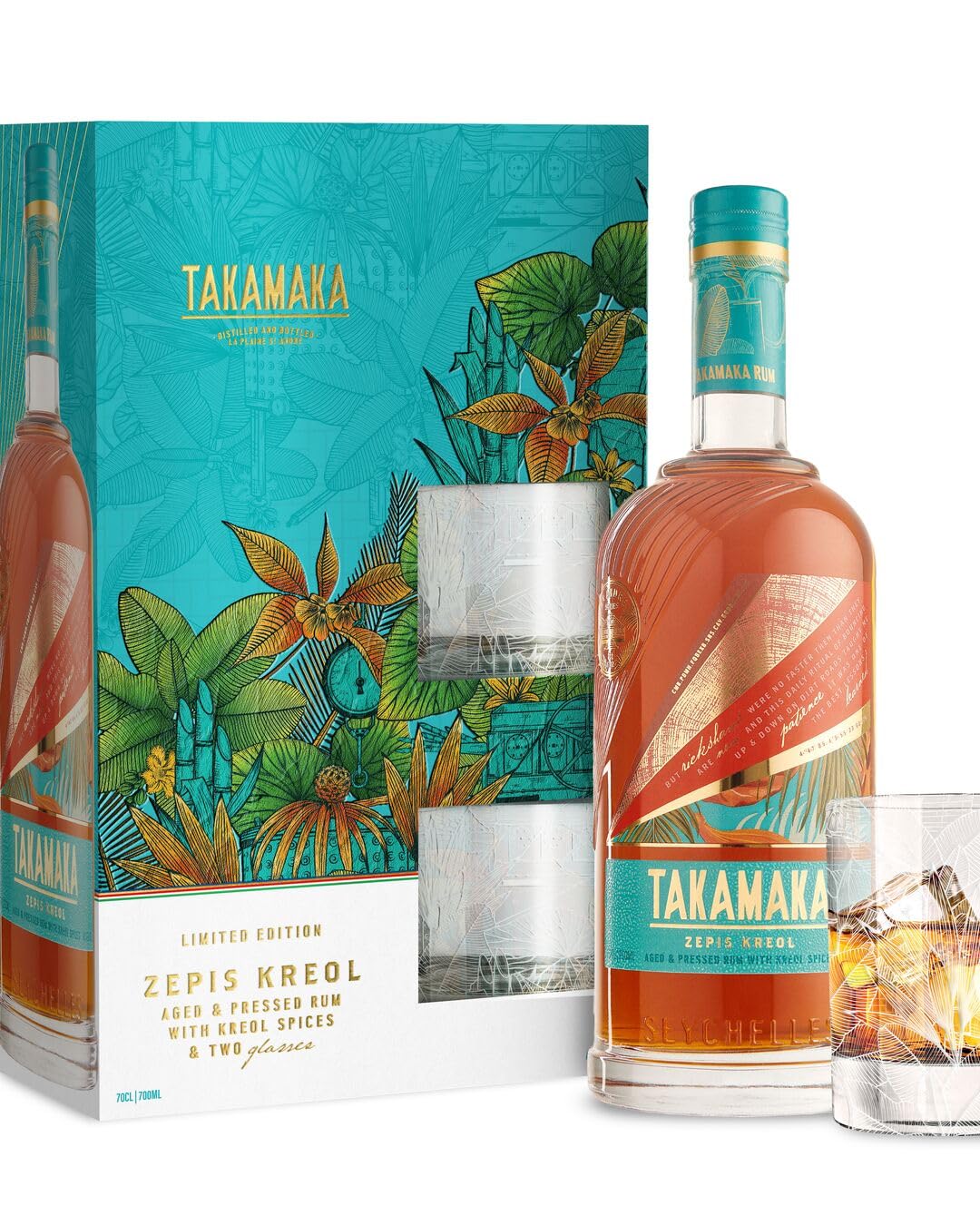 Takamaka ZEPIS KREOL Rum Limited Edition 43% Vol. 0,7l en boîte cadeau avec 2 Verres