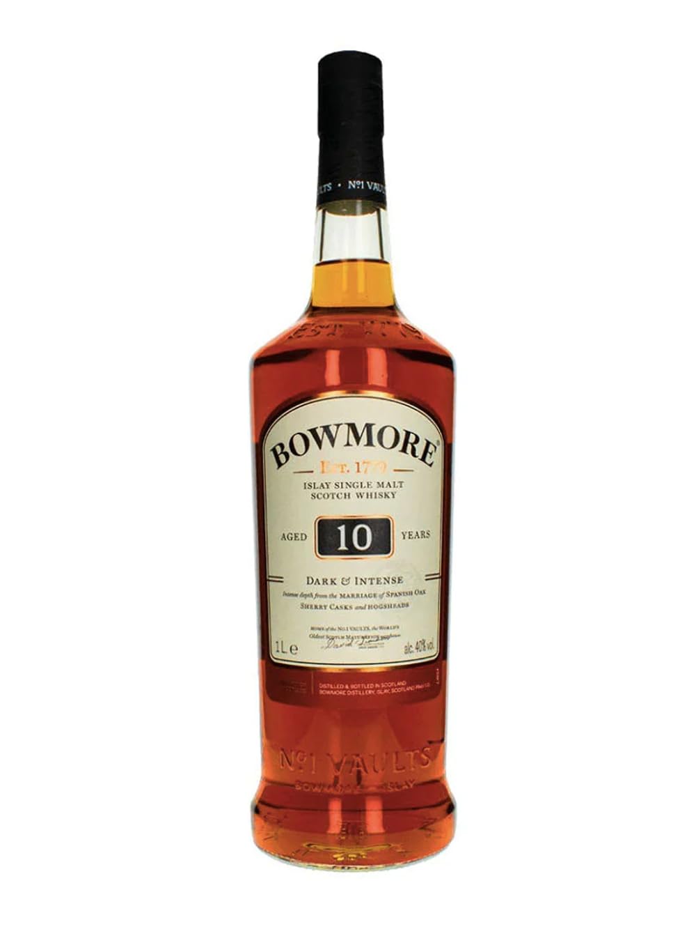 Bowmore 10 Years Old DARK & INTENSE Travel Exclusive 40% Vol. 1l en boîte cadeau