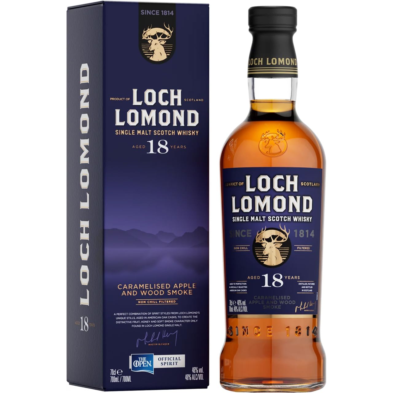 Loch Lomond 18 Years Old Single Malt Caramelised Apple and Wood Smoke 46% Vol. 0,7l en boîte cadeau