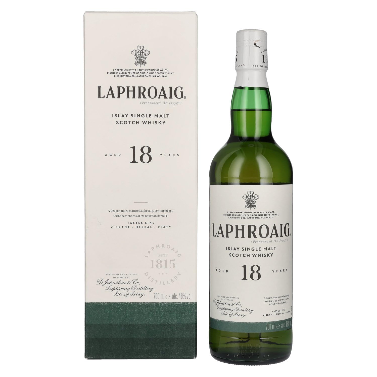 Laphroaig 18 Years Old Islay Single Malt Scotch Whisky 48% Vol. 0,7l e — Piscosaveur