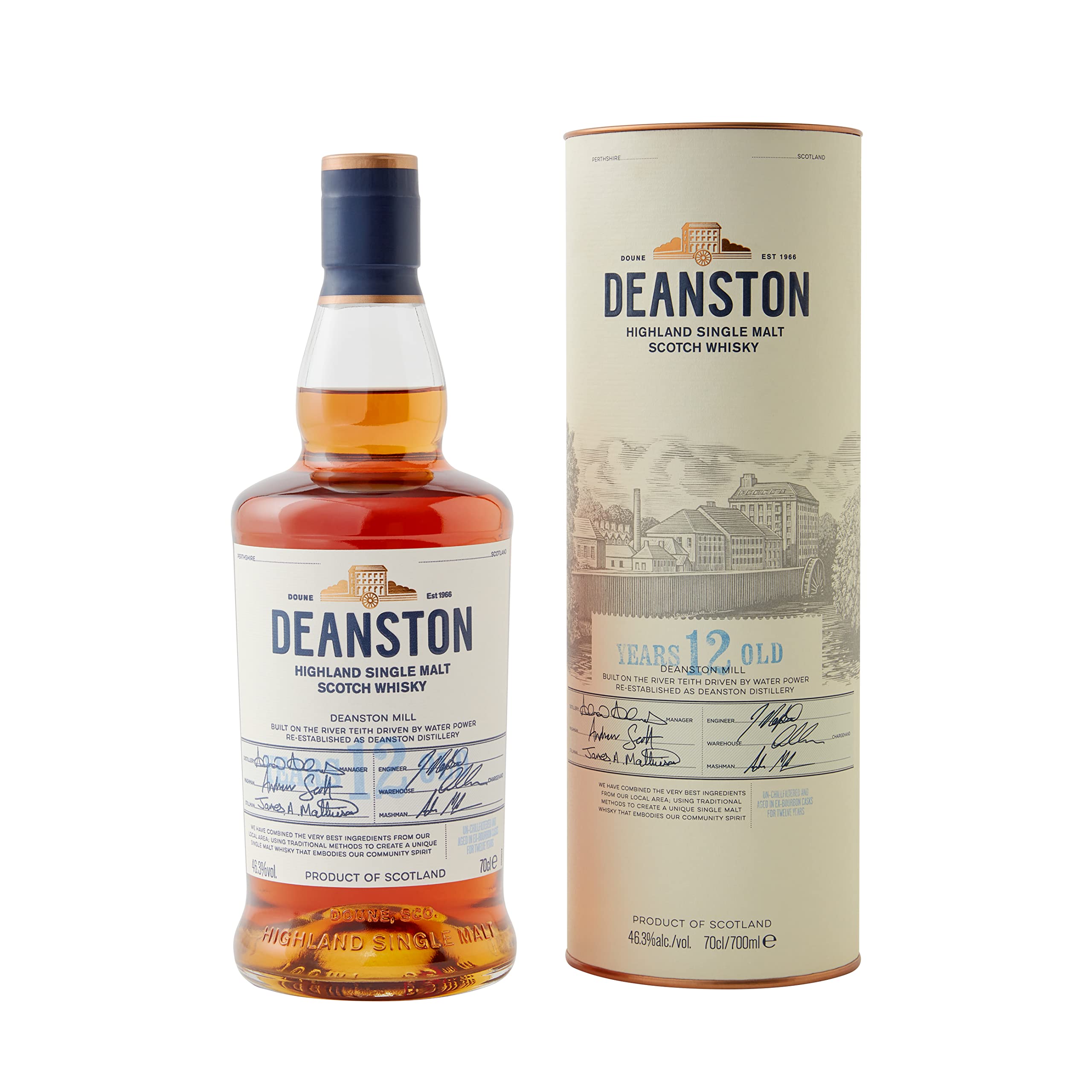Deanston 12 Years Old Highland Single Malt 46,3% Vol. 0,7l en boîte ca — Piscosaveur