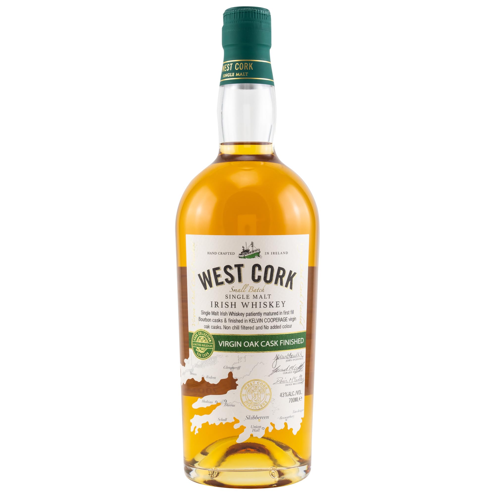 West Cork Single Malt Irish Whiskey VIRGIN OAK CASK FINISHED 43% Vol.  — Piscosaveur