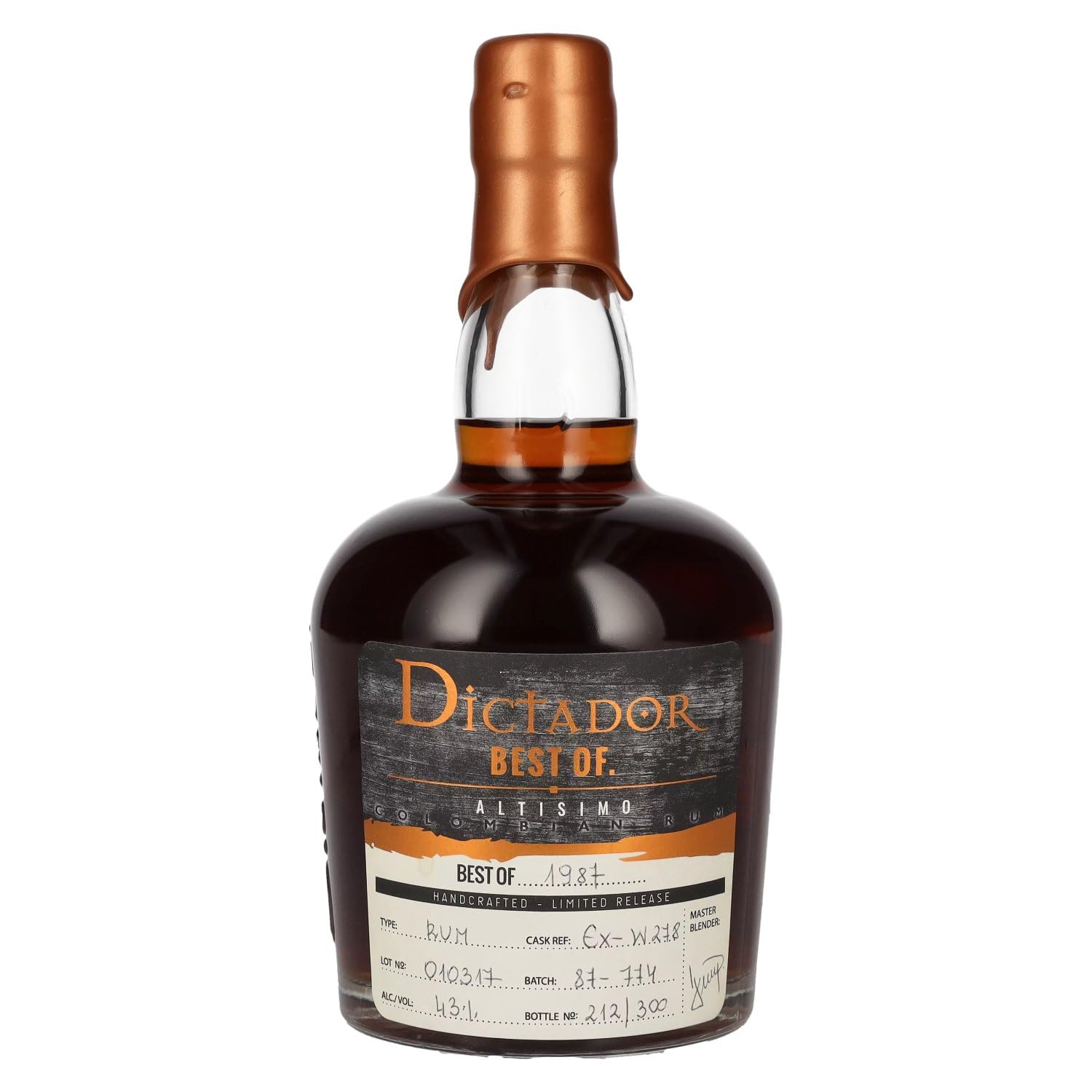 Dictador BEST OF 1987 ALTISIMO Colombian Rum 30YO/010317/EX-W278 43% V — Piscosaveur