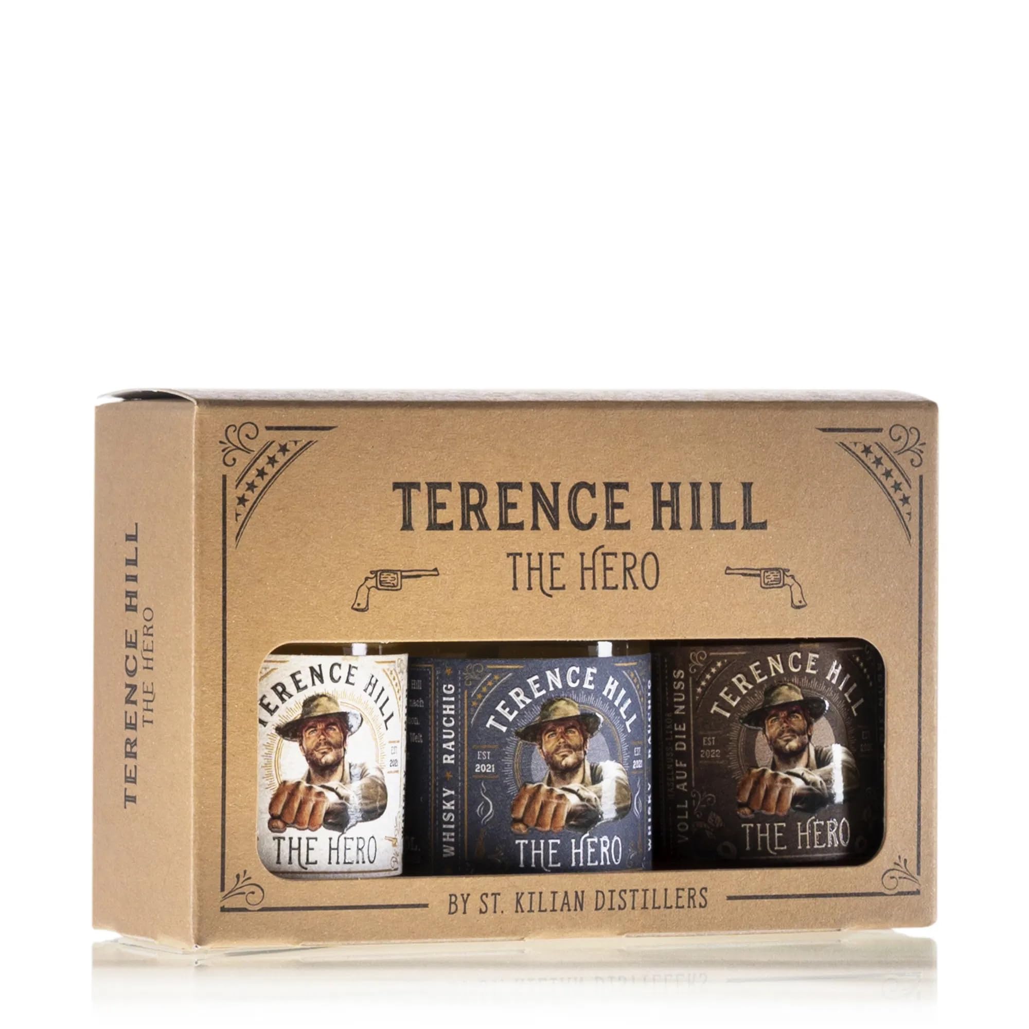 Terence Hill THE HERO Set 38,7% Vol. 3x0,05l en boîte cadeau — Piscosaveur