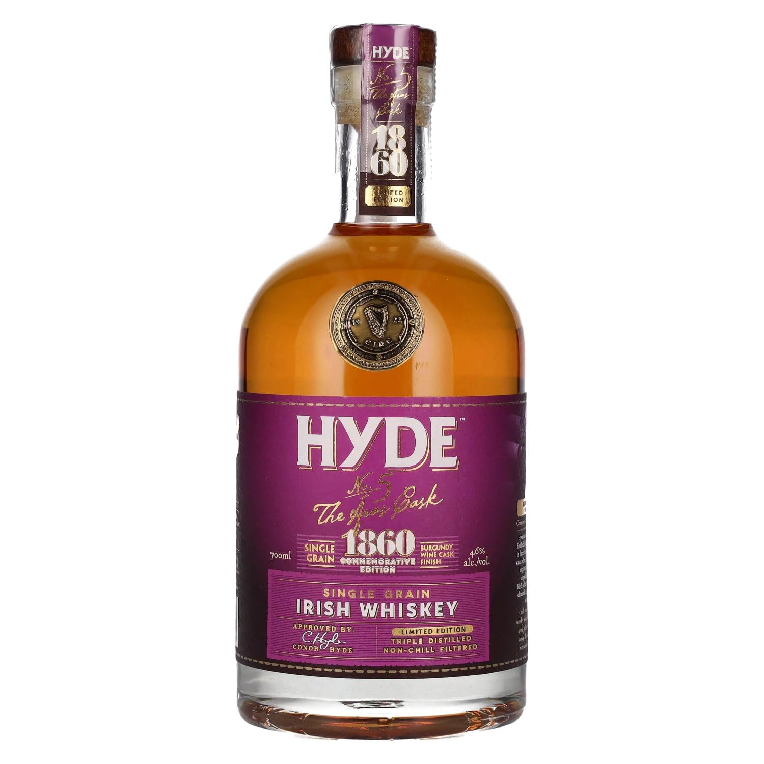 Hyde No.5 THE ÁRAS CASK 1860 Single Grain Burgundy Cask Finish 46% Vol — Piscosaveur