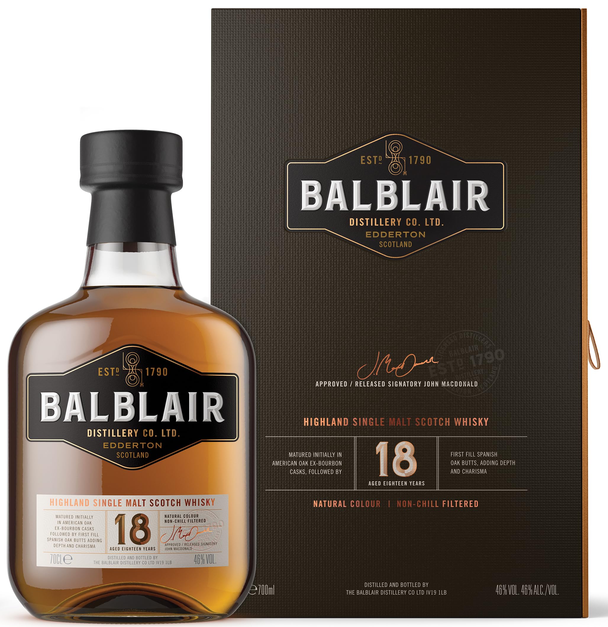Balblair 18 Years Old Highland Single Malt 46% Vol. 0,7l en boîte cadeau — Whisky — Piscosaveur