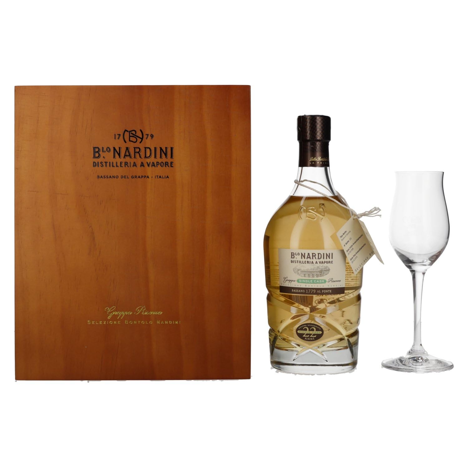 Nardini Grappa Riserva 22 ANNI Single Cask 45% Vol. 0,7l in Holzkiste  — Piscosaveur