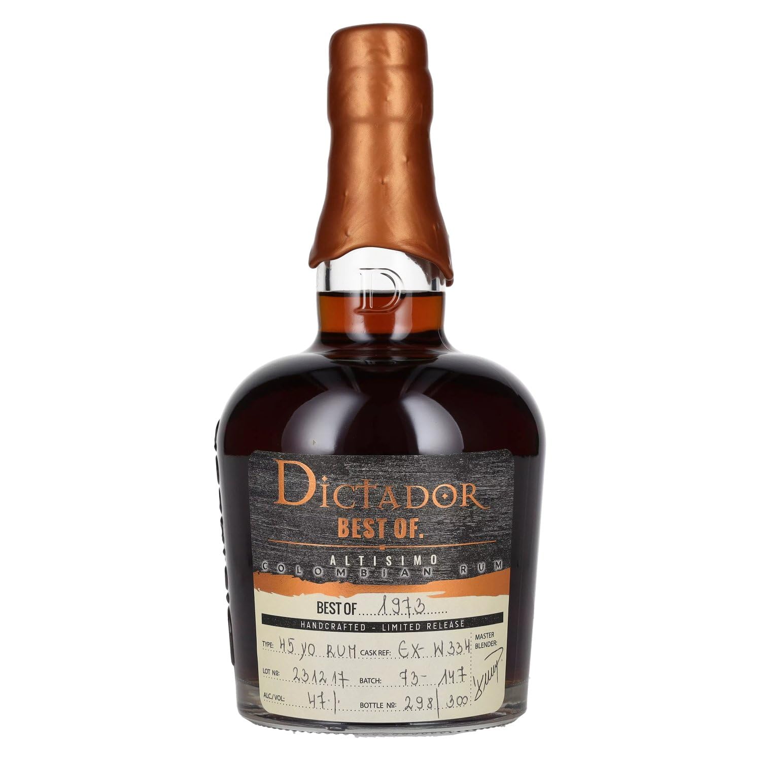 Dictador BEST OF 1973 ALTISIMO Colombian Rum Limited Release 47% Vol.  — Piscosaveur