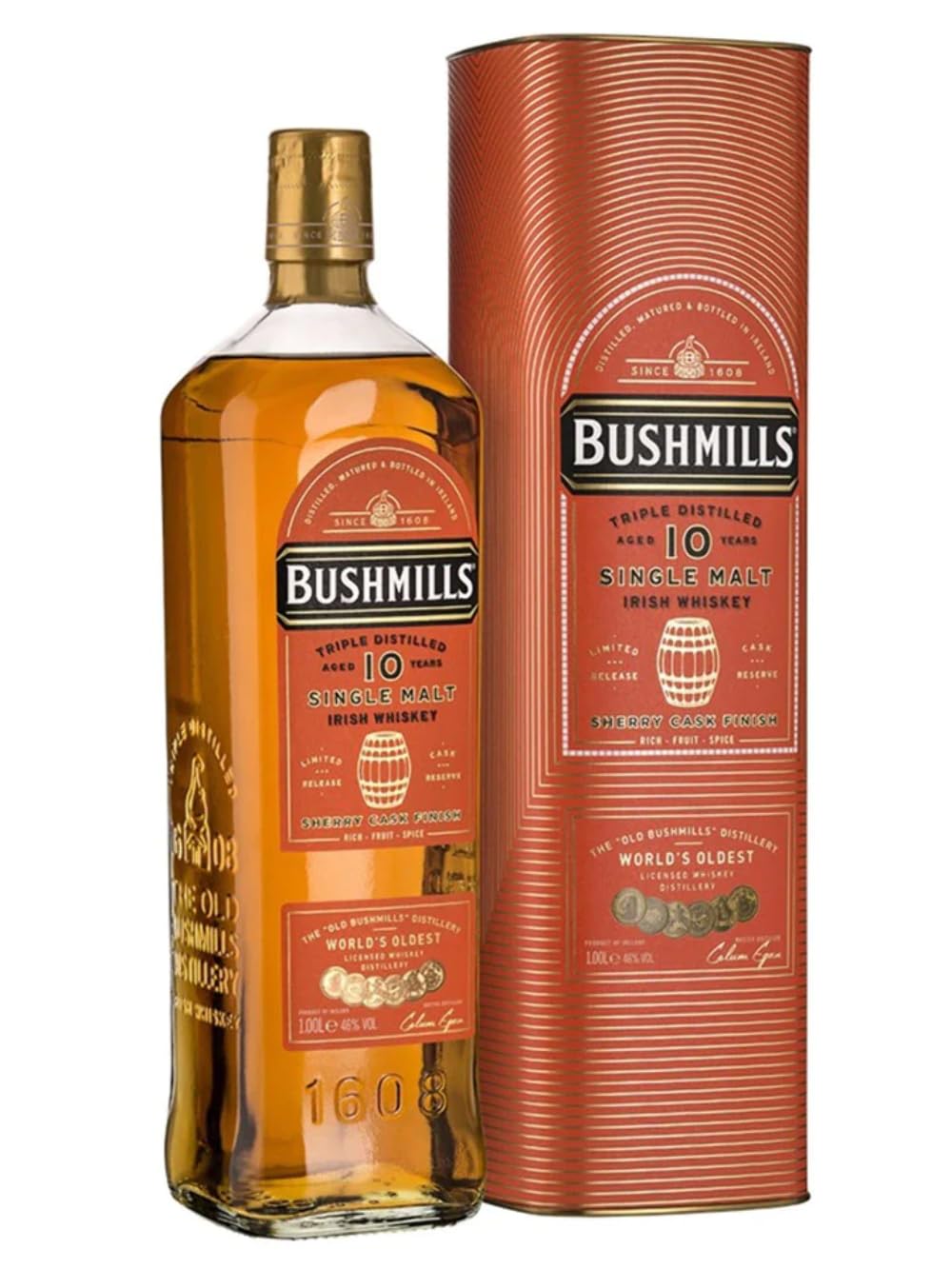 Bushmills 10 Years Old Single Malt Irish Whiskey SHERRY CASK Finish 46 — Piscosaveur