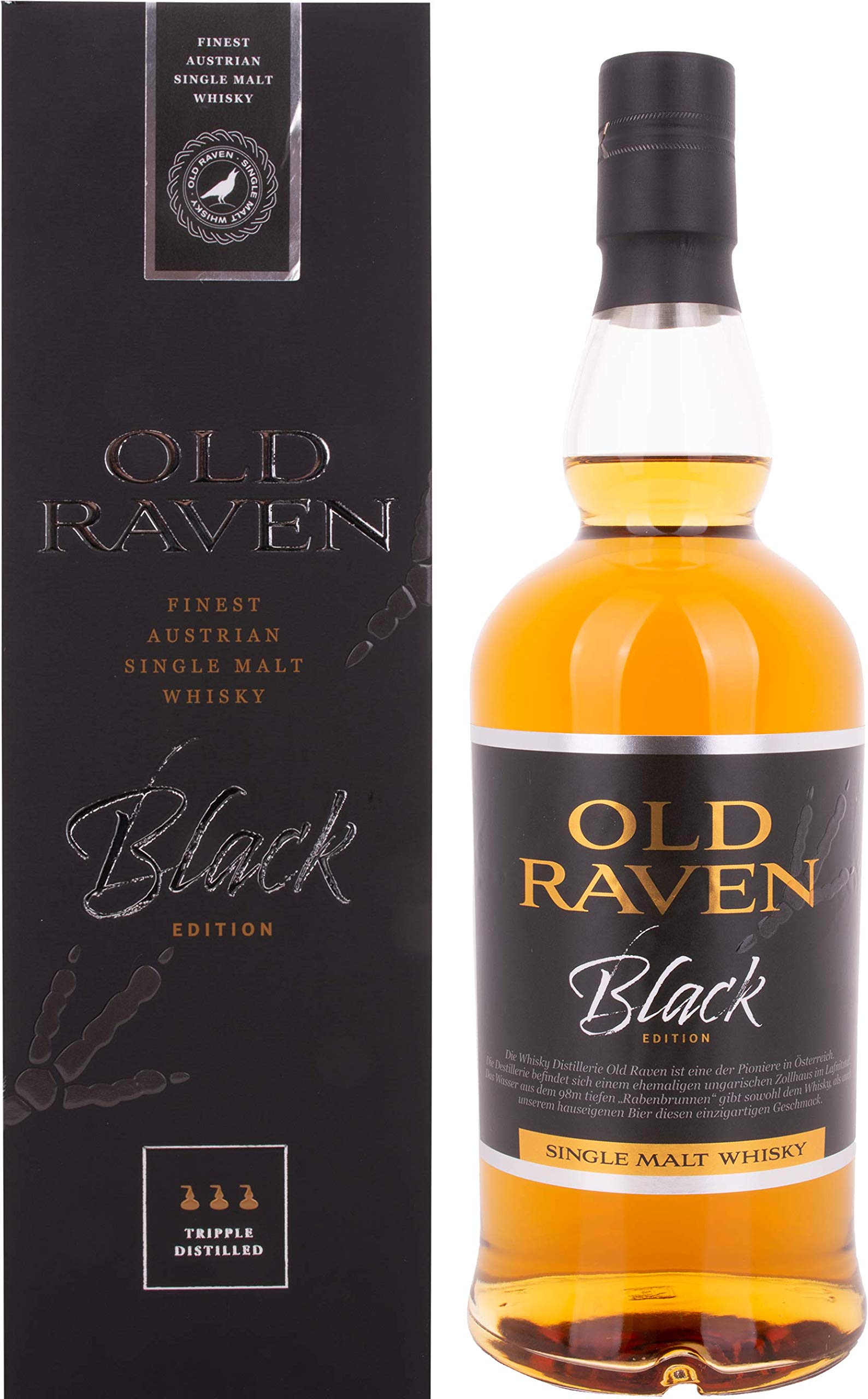 Old Raven Triple Distilled Single Malt Whisky Black Edition Fasstärke  — Piscosaveur