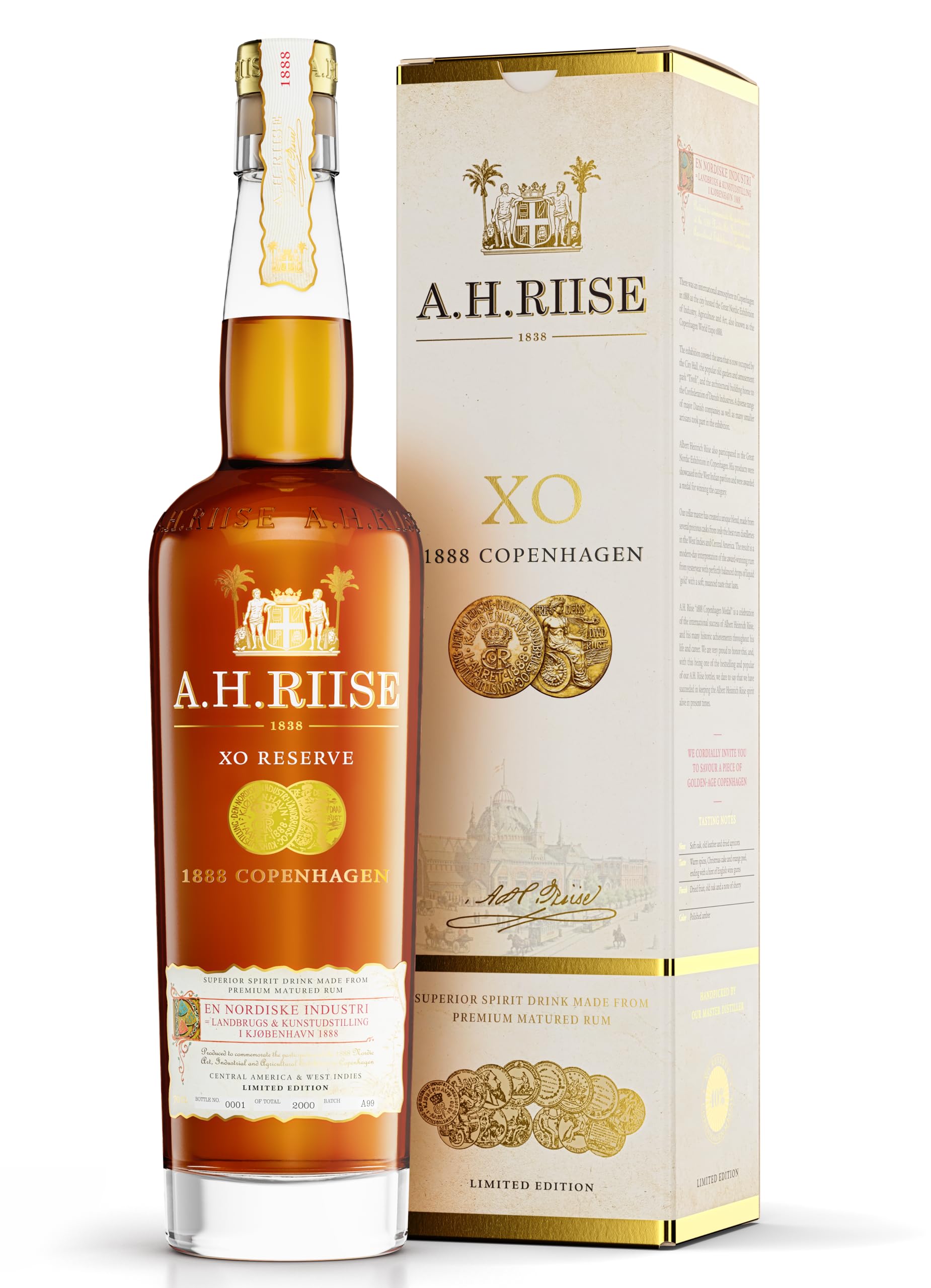 A.H. Riise 1888 COPENHAGEN XO Superior Spirit Drink 40% Vol. 0,7l en boîte cadeau