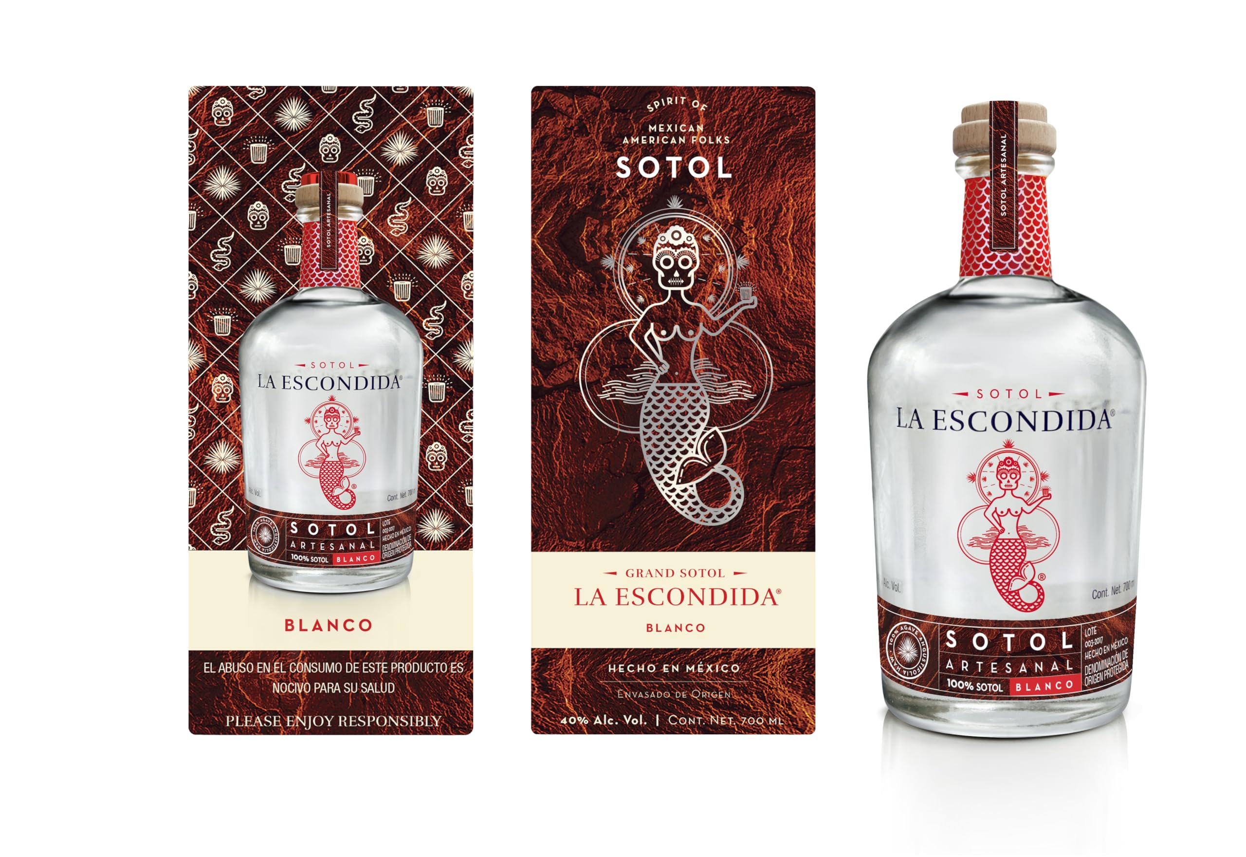 La Escondida Sotol Artesanal Blanco 40% Vol. 0,7l en boîte cadeau — Piscosaveur