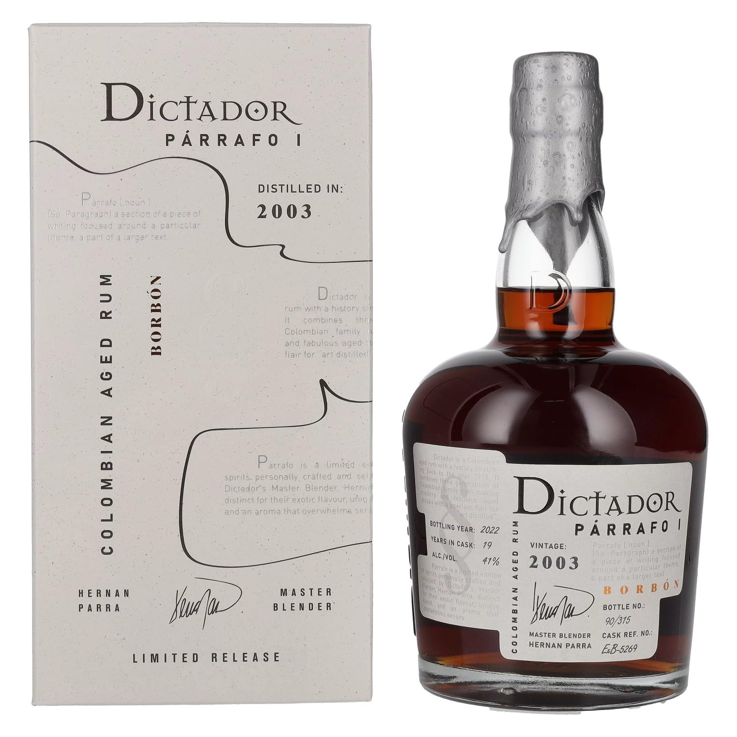 Dictador PÁRRAFO I 19 Years Old BORBÓN Vintage 2003 41% Vol. 0,7l en b — Piscosaveur