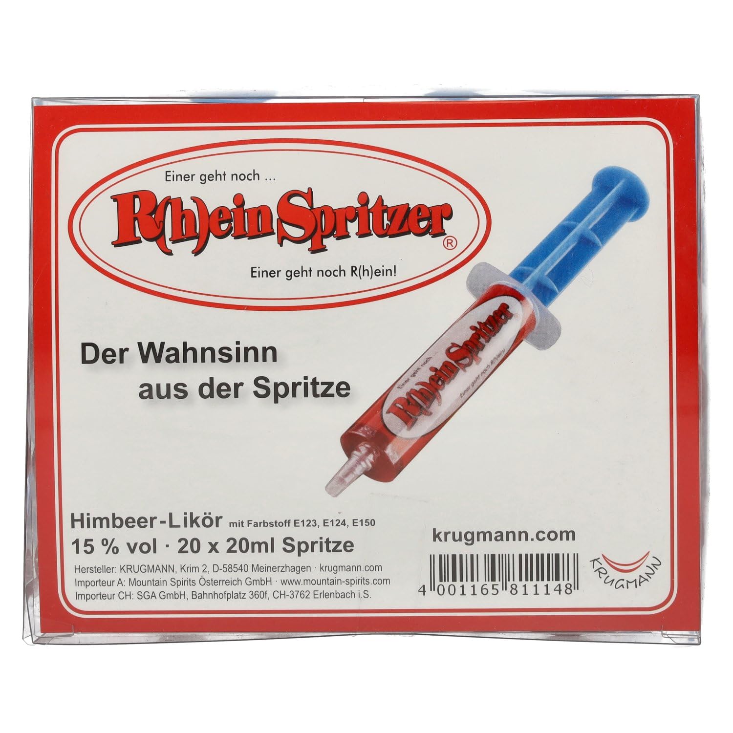 Krugmann R(h)einspritzer Himbeerlikör 15% Vol. 20x0,02l PET — Piscosaveur