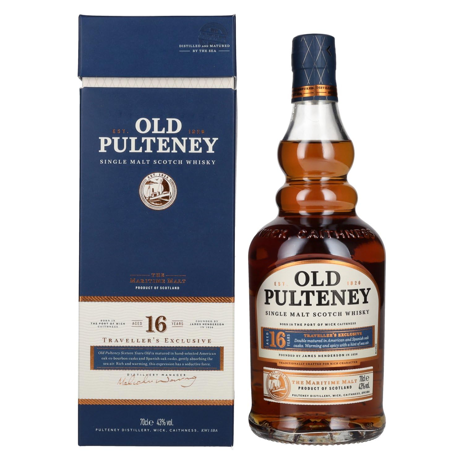 Old Pulteney 16 Years Old Single Malt TRAVELLER'S EXCLUSIVE 43% Vol. 0,7l en boîte cadeau