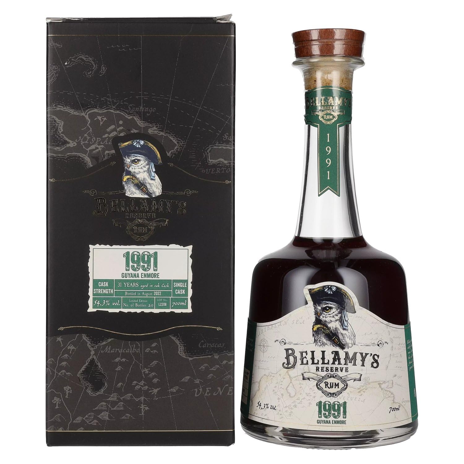 Bellamy's Reserve Rum Guyana Enmore 1991 54,3% Vol. 0,7l en boîte cadeau — Rhum — Piscosaveur