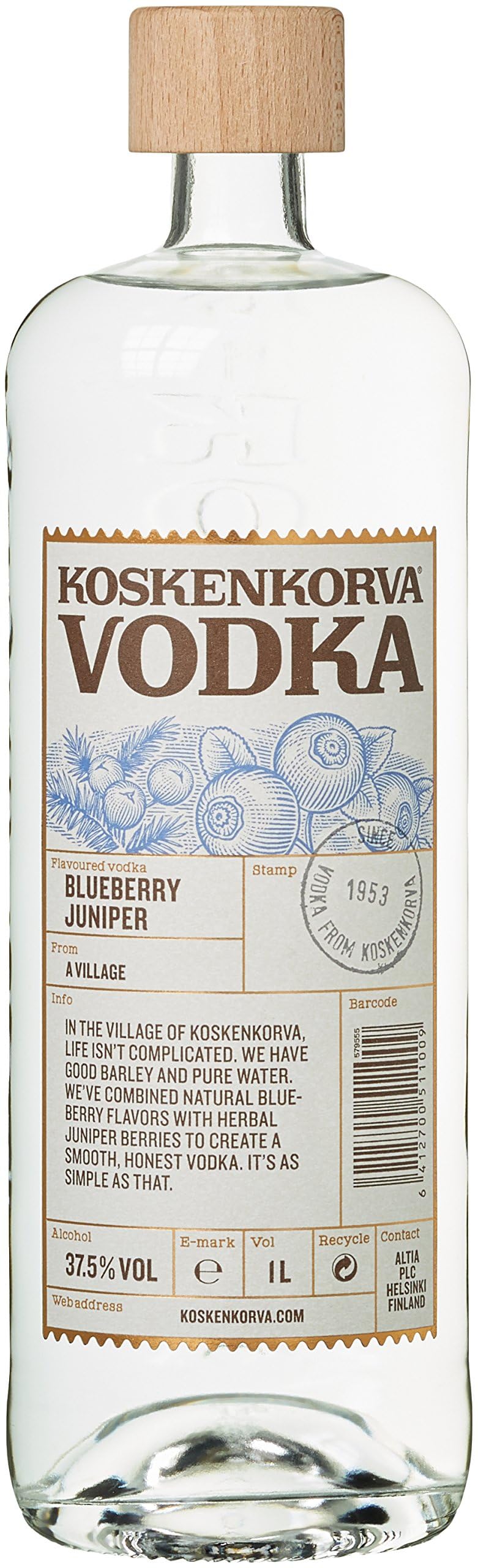 Koskenkorva Vodka BLUEBERRY JUNIPER Flavoured 37,5% Vol. 1l — Piscosaveur