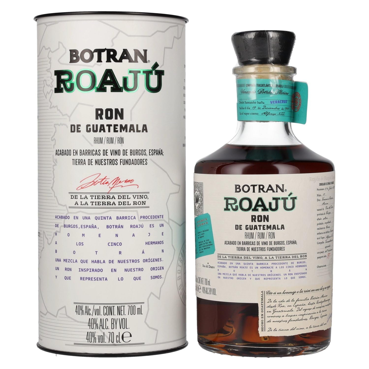 Botran ROAJÚ Ron de Guatemala Rum 40% Vol. 0,7l en boîte cadeau — Piscosaveur