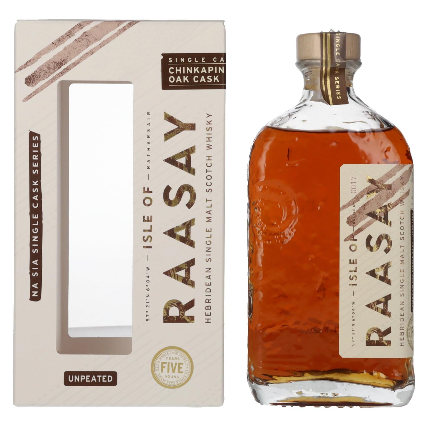 Isle of RAASAY 5 Years Old Chinkapin Oak Single Malt 61,4% Vol. 0,7l e — Piscosaveur