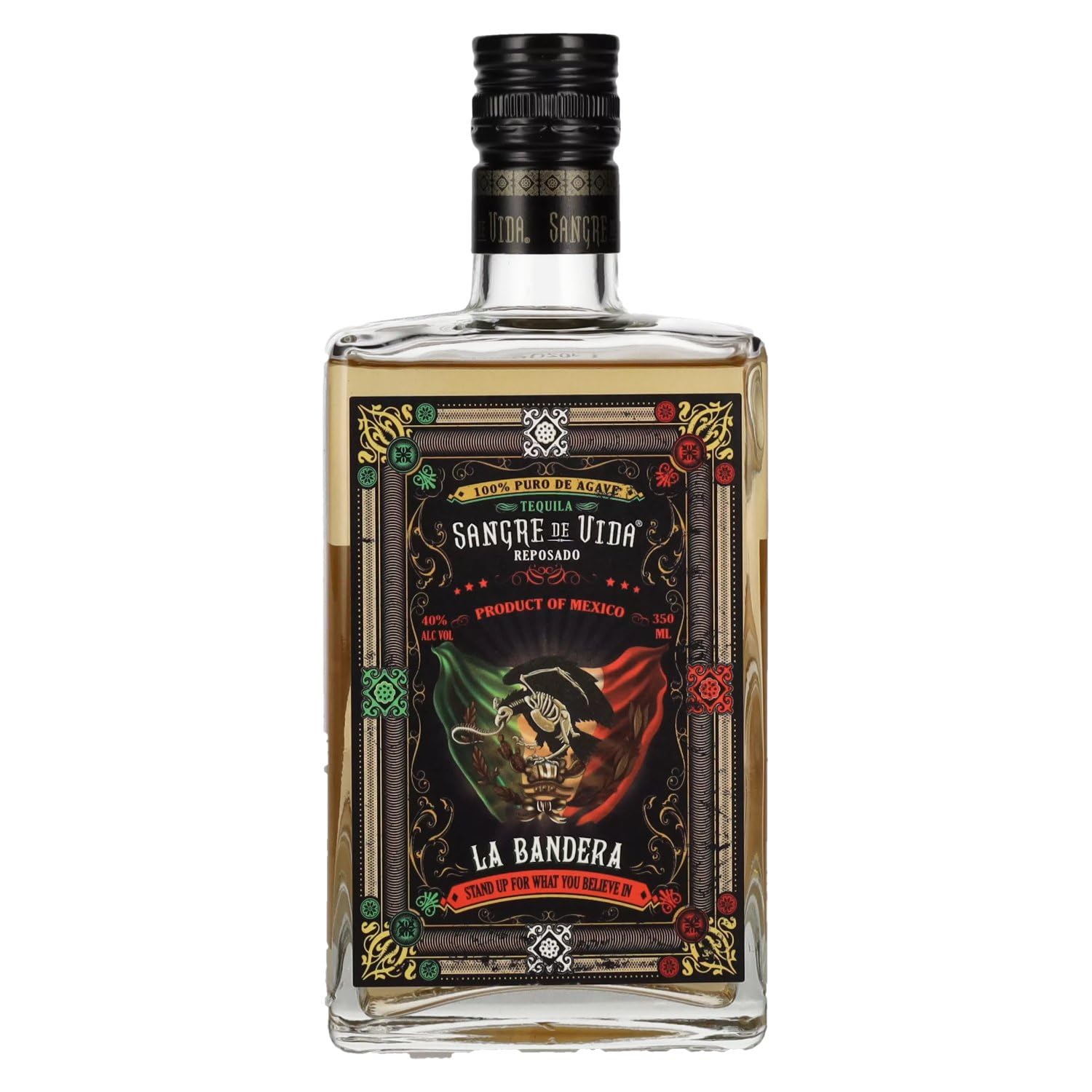 Sangre de Vida Loteria LA BANDERA Reposado Tequila 100% de Agave 40% Vol. 0,35l