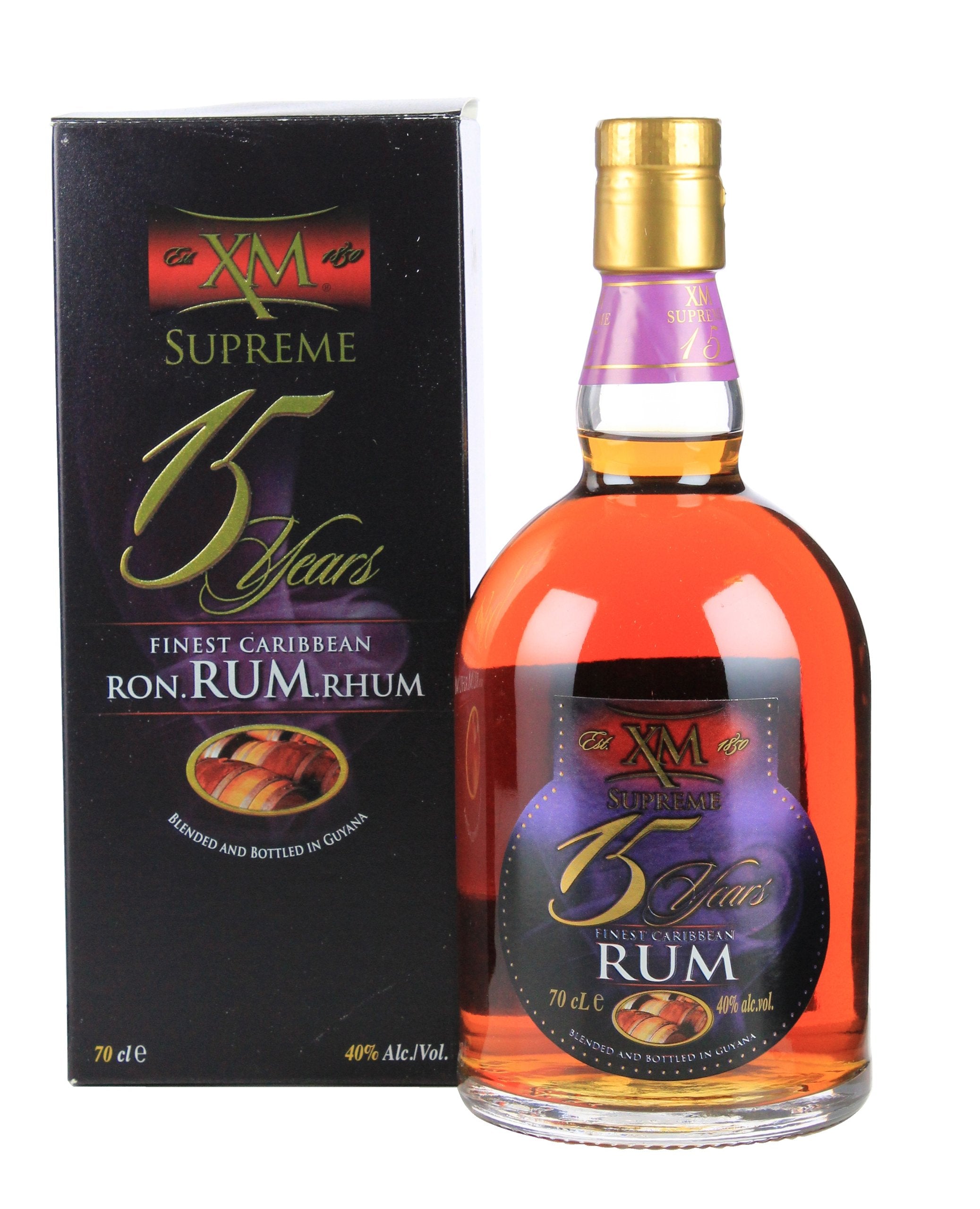 XM SUPREME 15 Years Old Finest Caribbean Rum 40% Vol. 0,7l en boîte cadeau