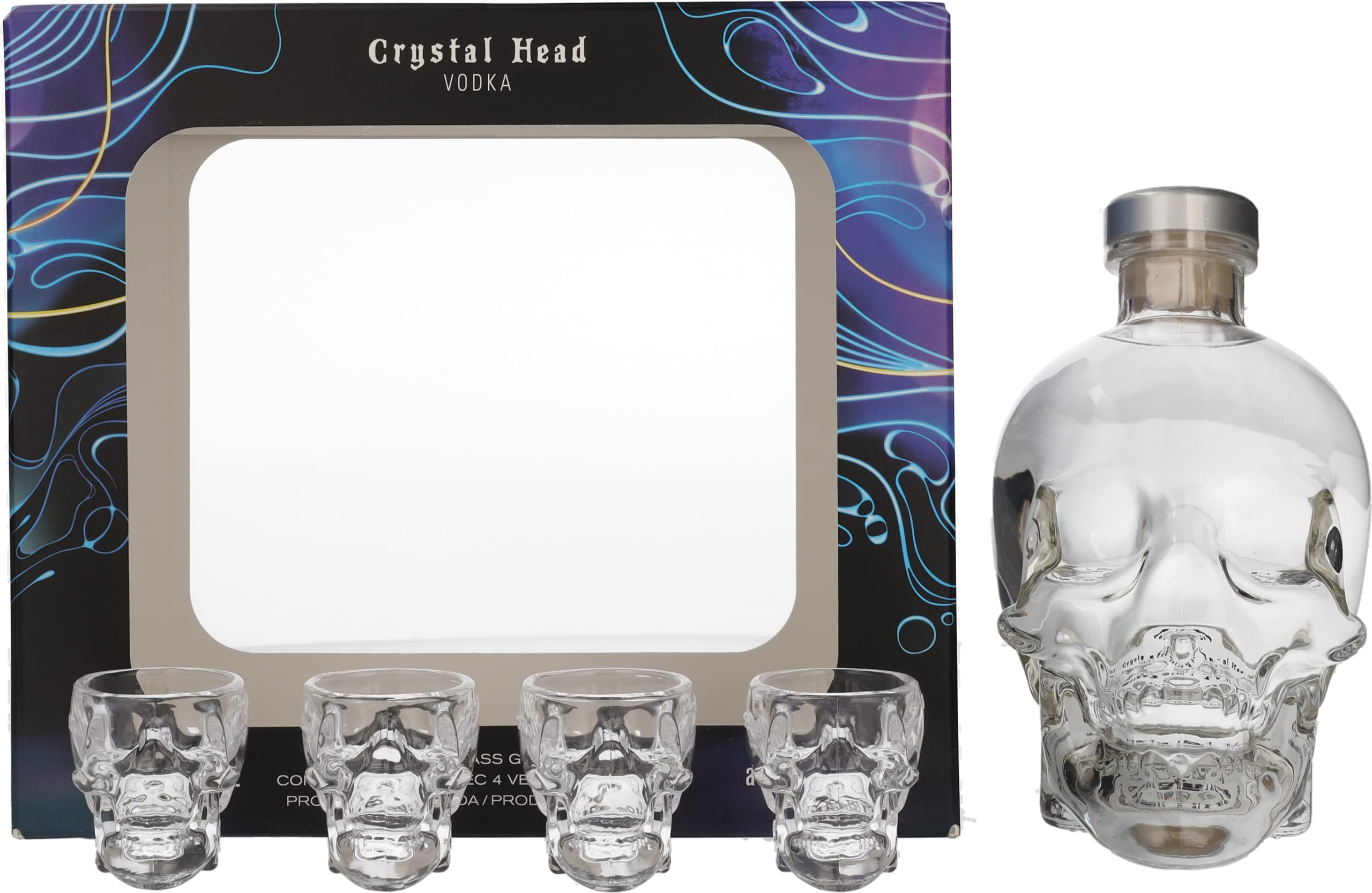 Crystal Head Vodka 40% Vol. 0,7l en boîte cadeau avec 4 Shotgläsern — Piscosaveur