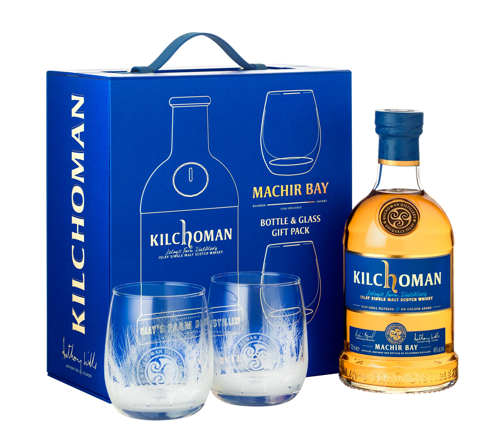 Kilchoman THE MACHIR BAY GIFT PACK 46% Vol. 0,7l en boîte cadeau avec 2 Verres