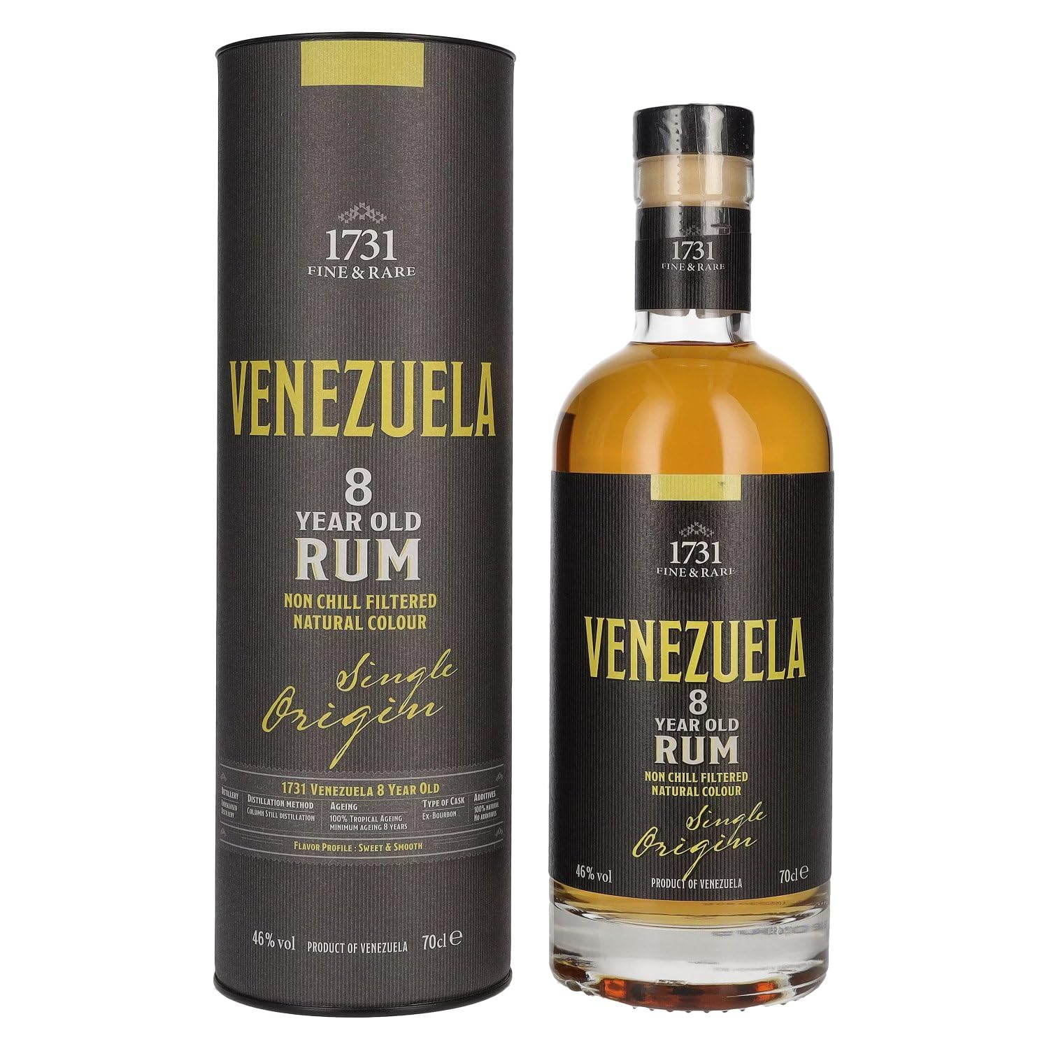 1731 Fine & Rare VENEZUELA 8 Years Old Single Origin Rum 46% Vol. 0,7l en boîte cadeau