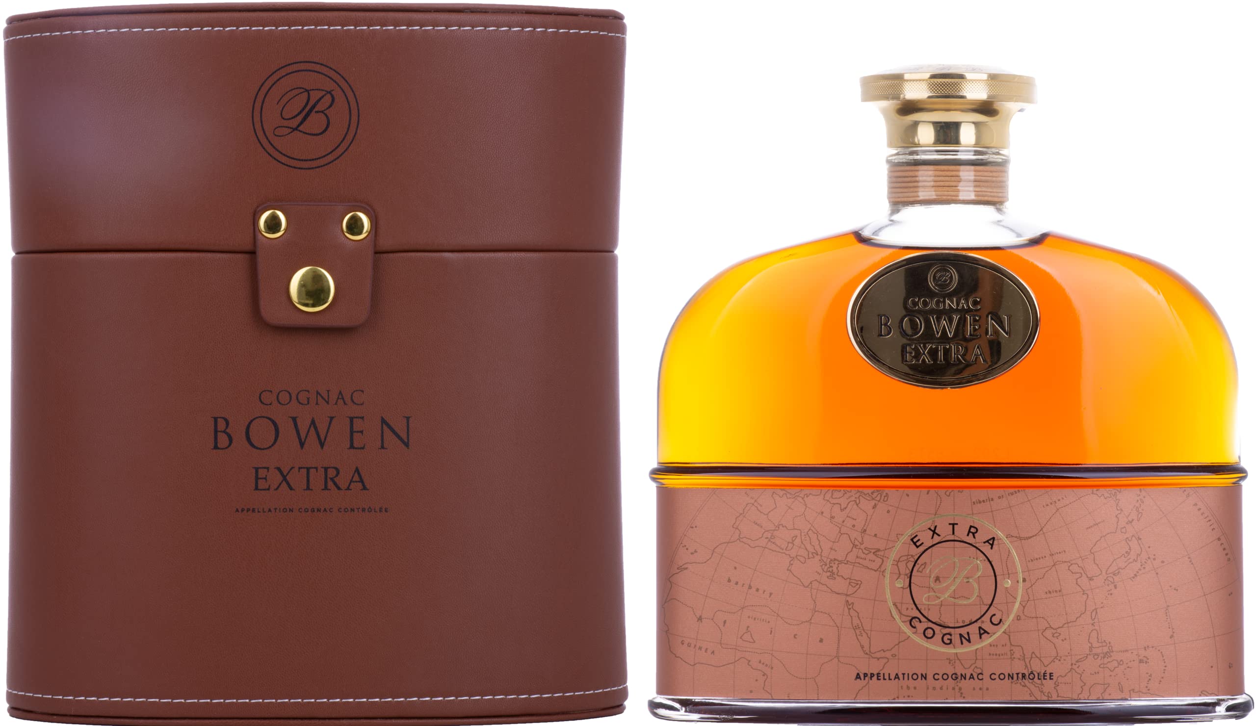Cognac Bowen Extra 40% Vol. 0,7l en boîte cadeau in Lederoptik