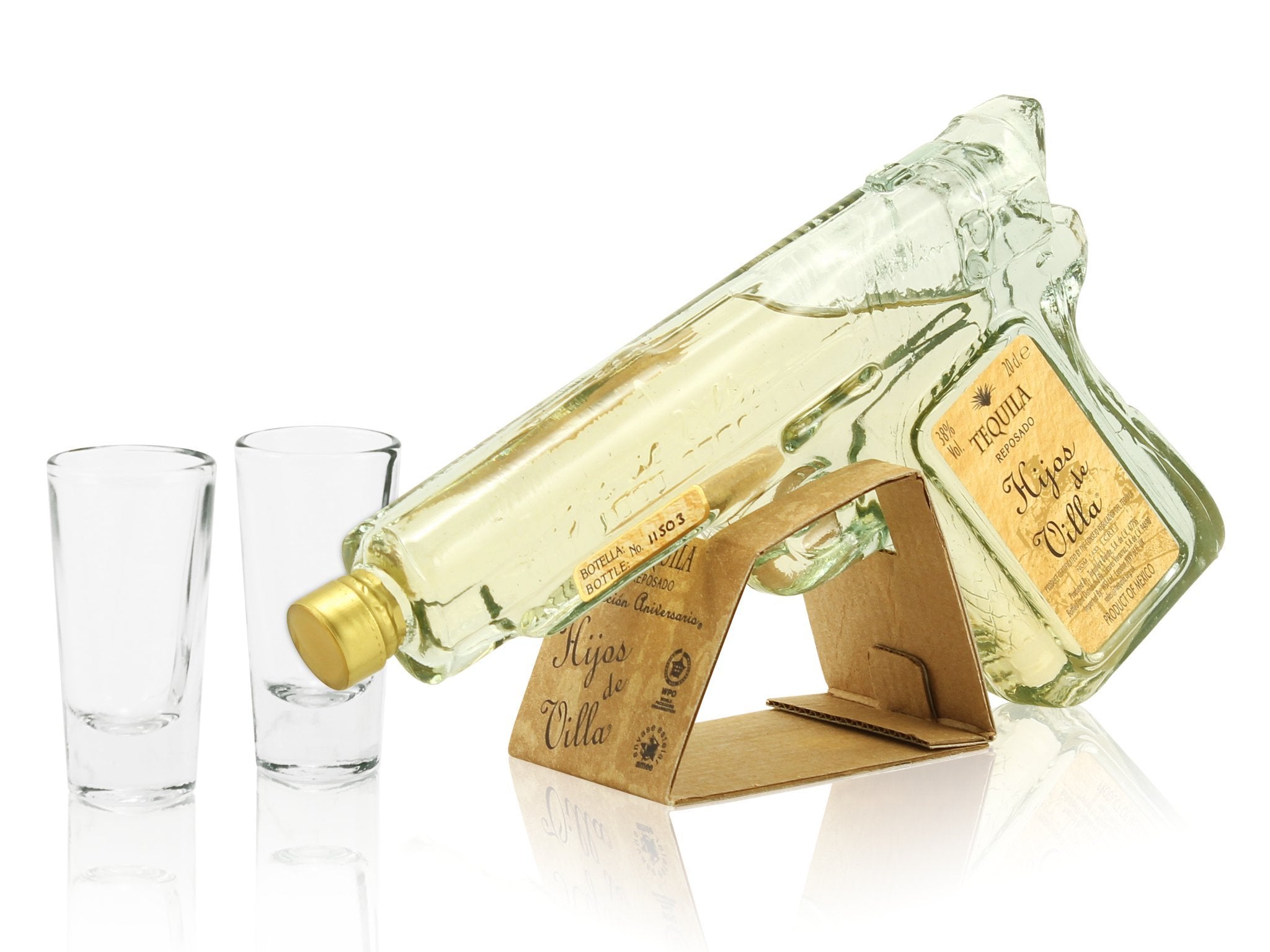 Hijos de Villa Tequila Reposado 38% Vol. 0,2l en boîte cadeau avec 2 Shotgläsern