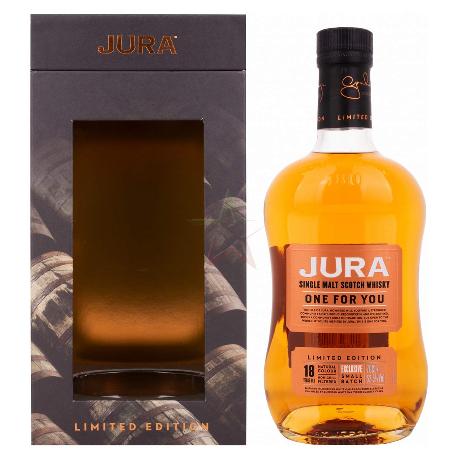 Jura ONE FOR YOU 18 Years Old Limited Edition 52,5% Vol. 0,7l en boîte — Piscosaveur