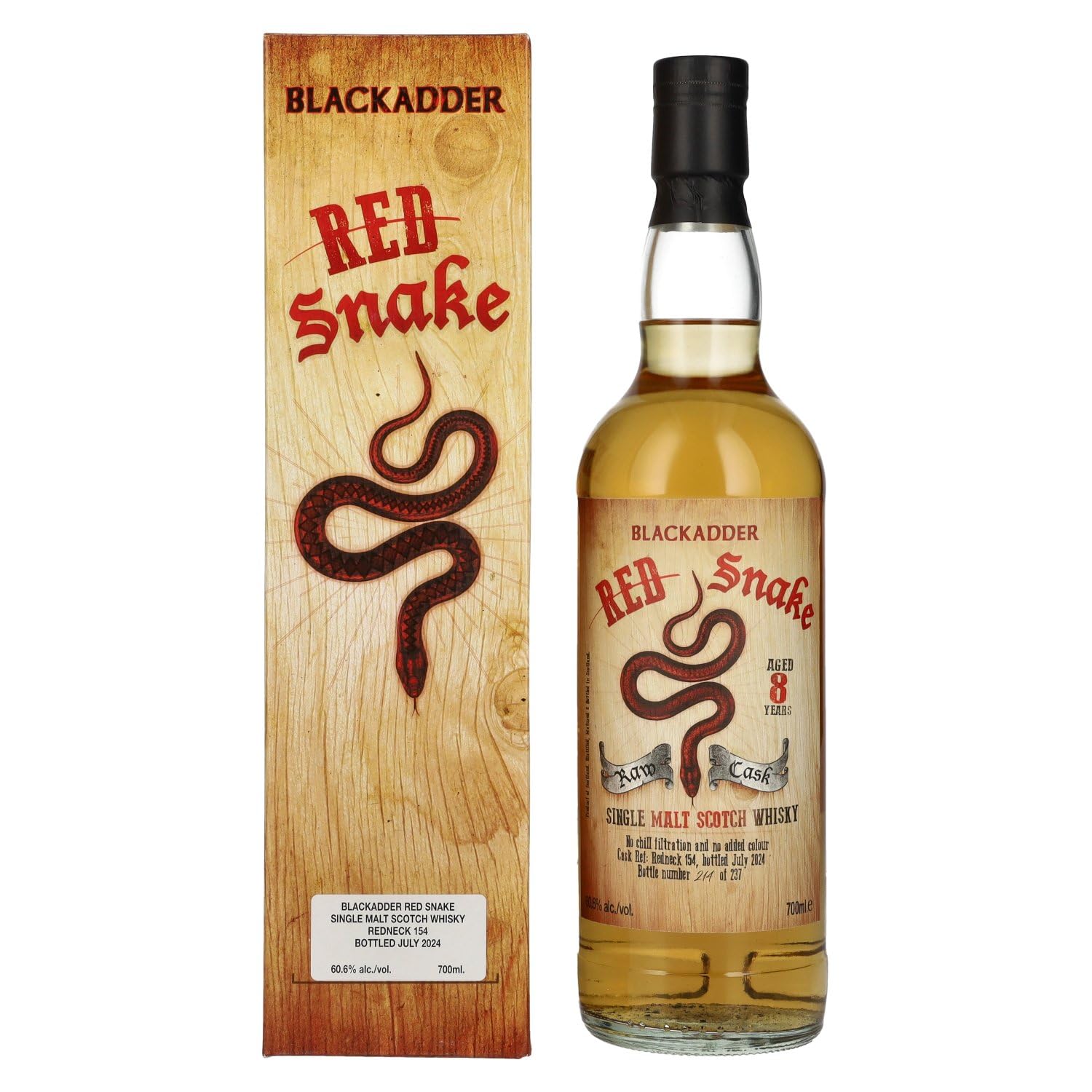 Blackadder 8 Years Old RED SNAKE Raw Cask Single Malt Scotch Whisky 60 — Piscosaveur