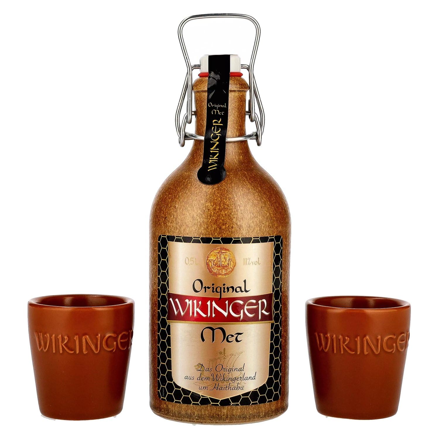 Wikinger Met Original 11% Vol. 0,5l im Tonkrug avec 2 Tonbechern