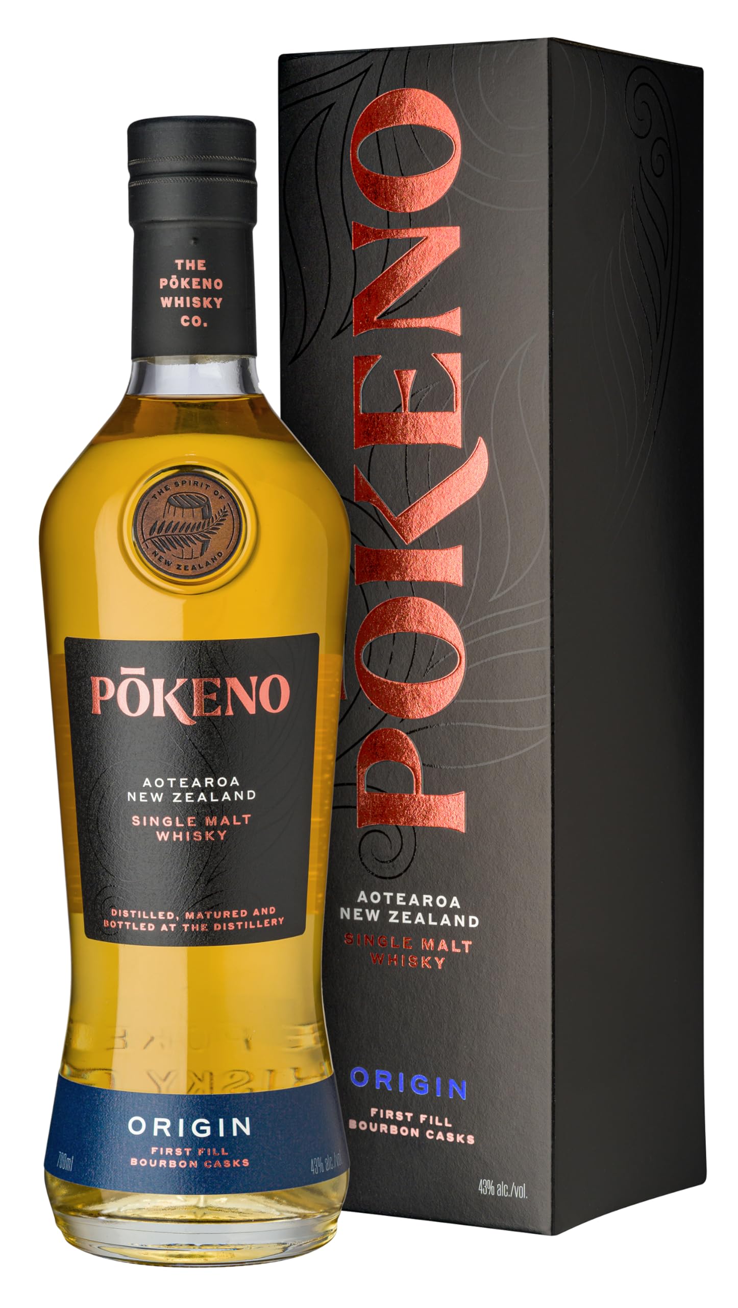 Pōkeno Origin Aotearoa New Zealand Single Malt Whisky 43% Vol. 0,7l en boîte cadeau