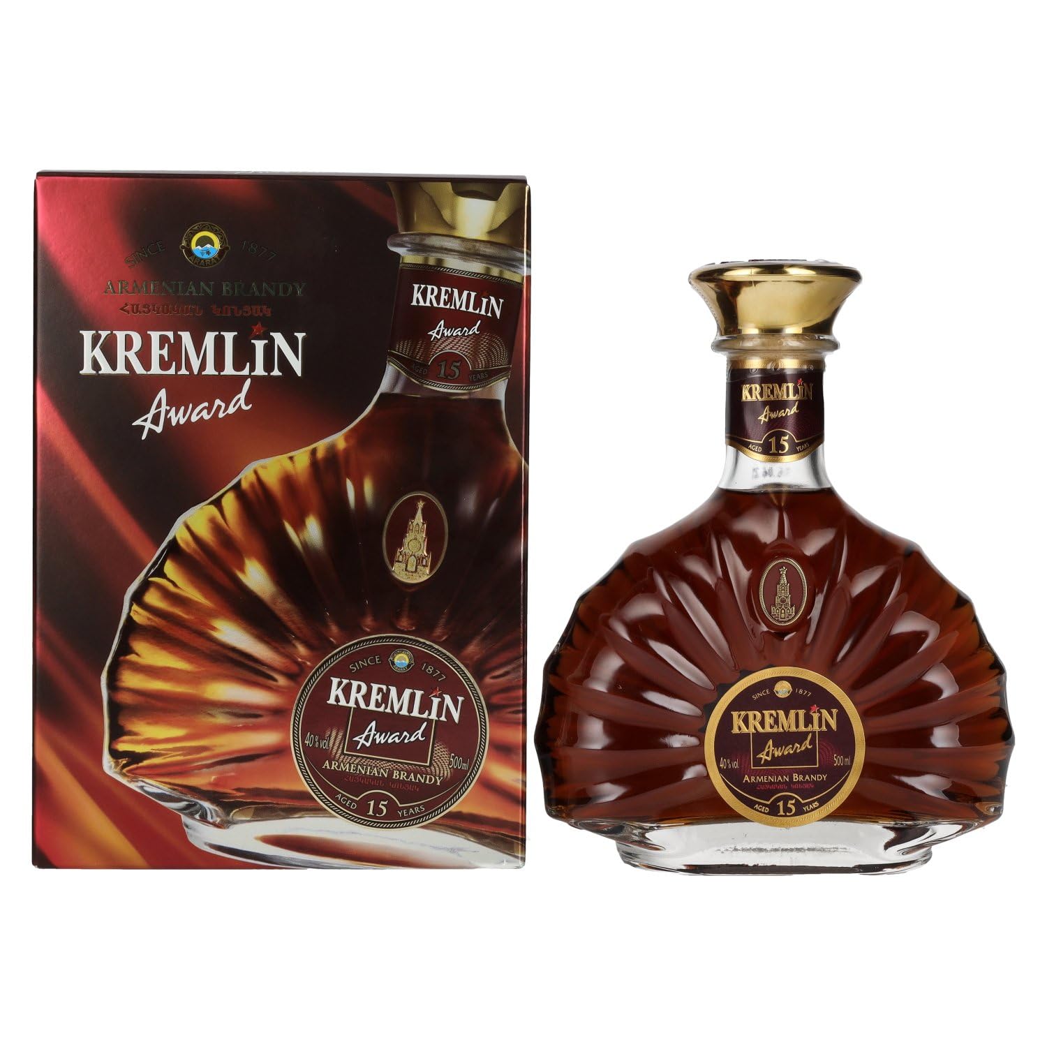 Kremlin Award 15 Years Old Armenian Brandy 40% Vol. 0,5l en boîte cade — Piscosaveur