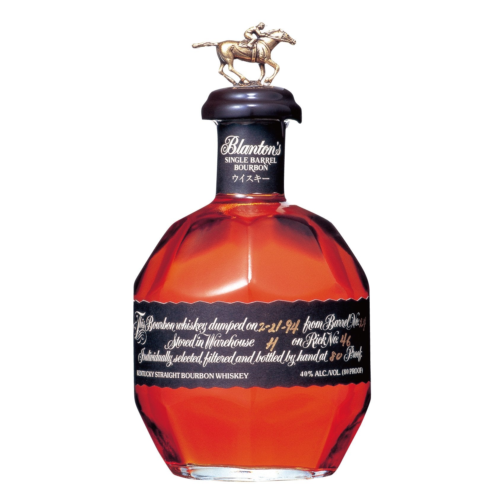 Blanton's Single Barrel Bourbon Black Label 40% Vol. 0,75l en boîte ca — Piscosaveur