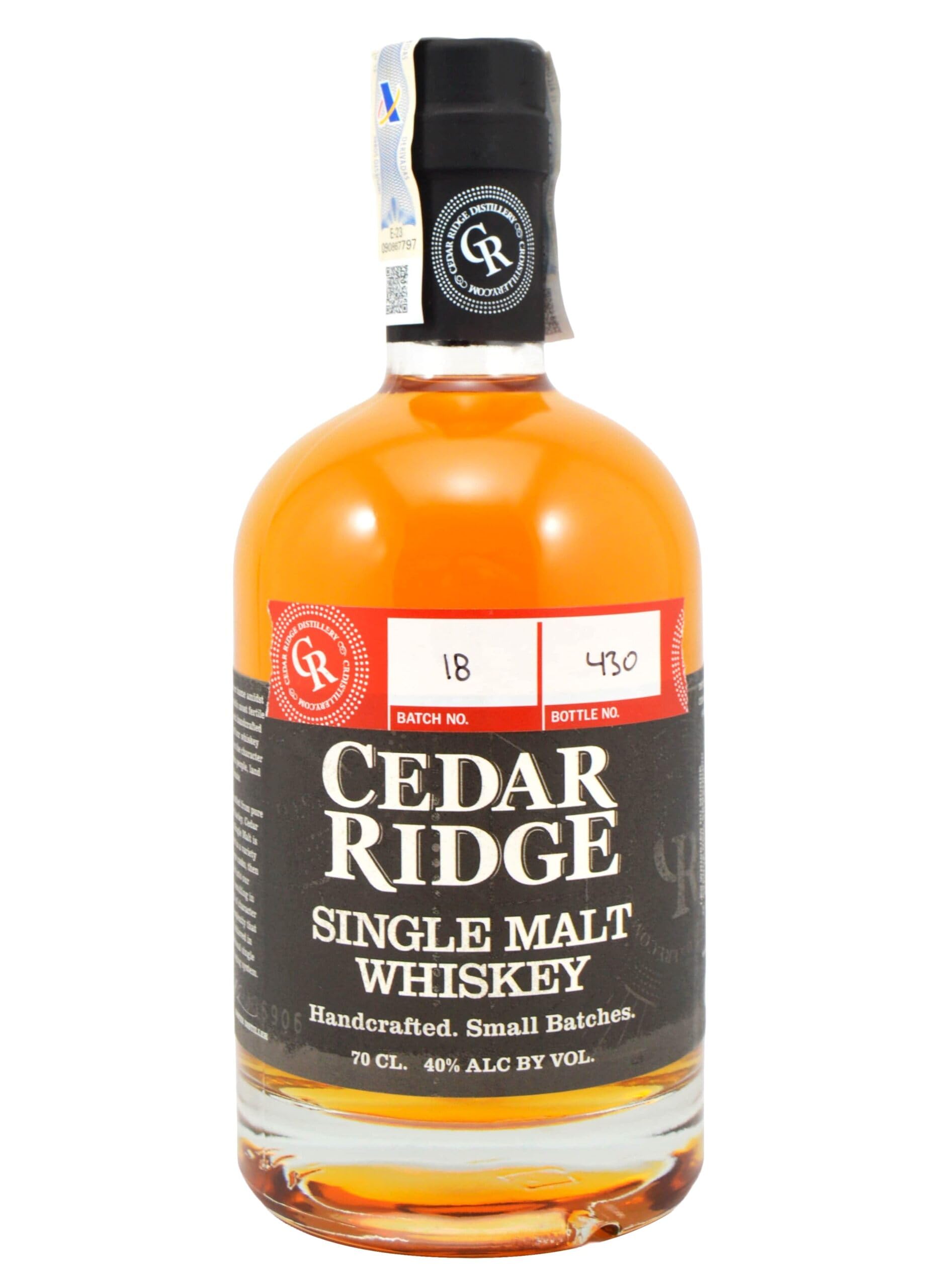 Cedar Ridge SINGLE MALT WHISKEY 40% Vol. 0,7l — Piscosaveur