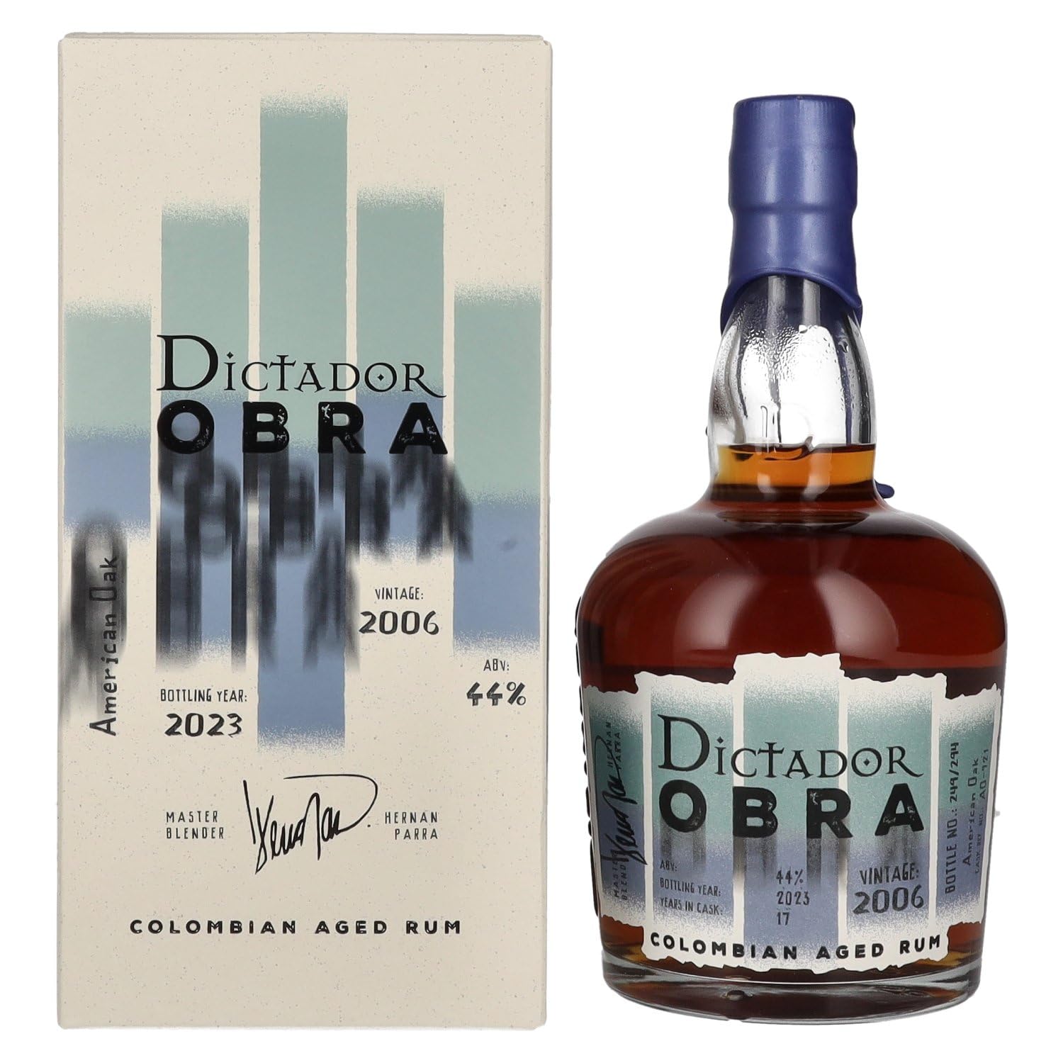 Dictador OBRA VINTAGE 17 Years Old AMERICAN OAK CASK Rum 2006 44% Vol. — Piscosaveur