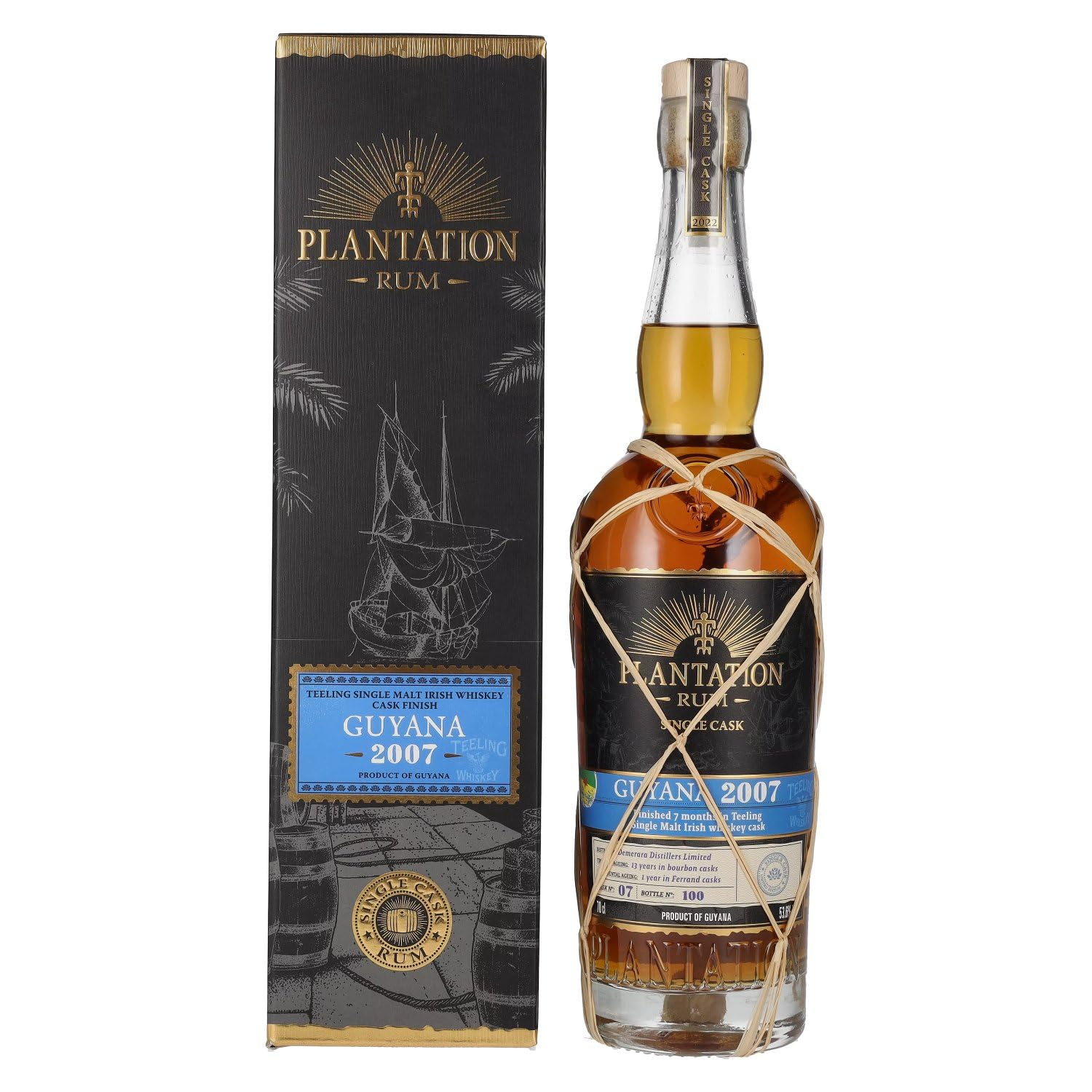 Plantation Rum GUYANA Single Cask Teeling Whiskey Cask Finish 2007 53,6% Vol. 0,7l en boîte cadeau